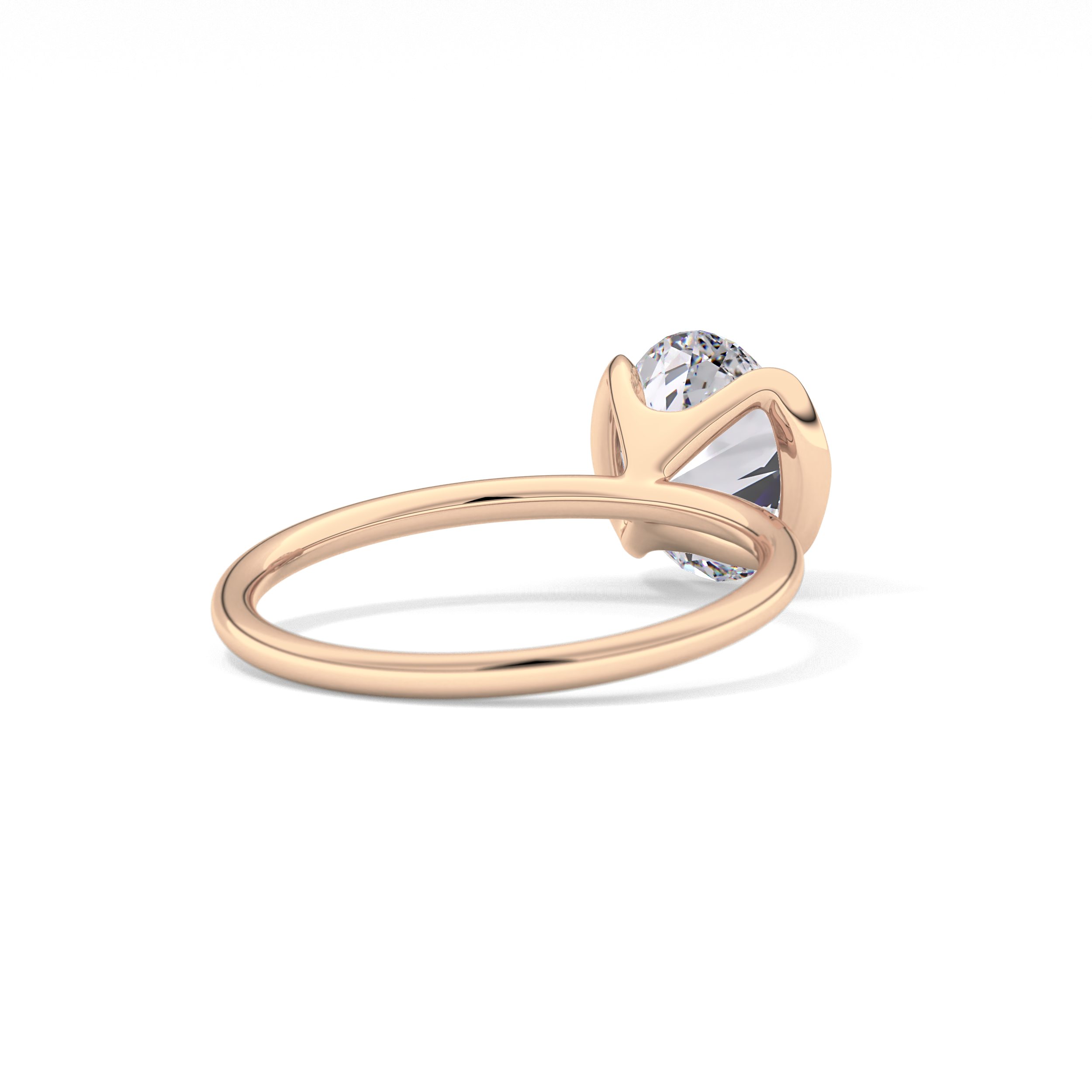 Oval Solitaire Bezel Lab Grown Diamond Engagement Ring