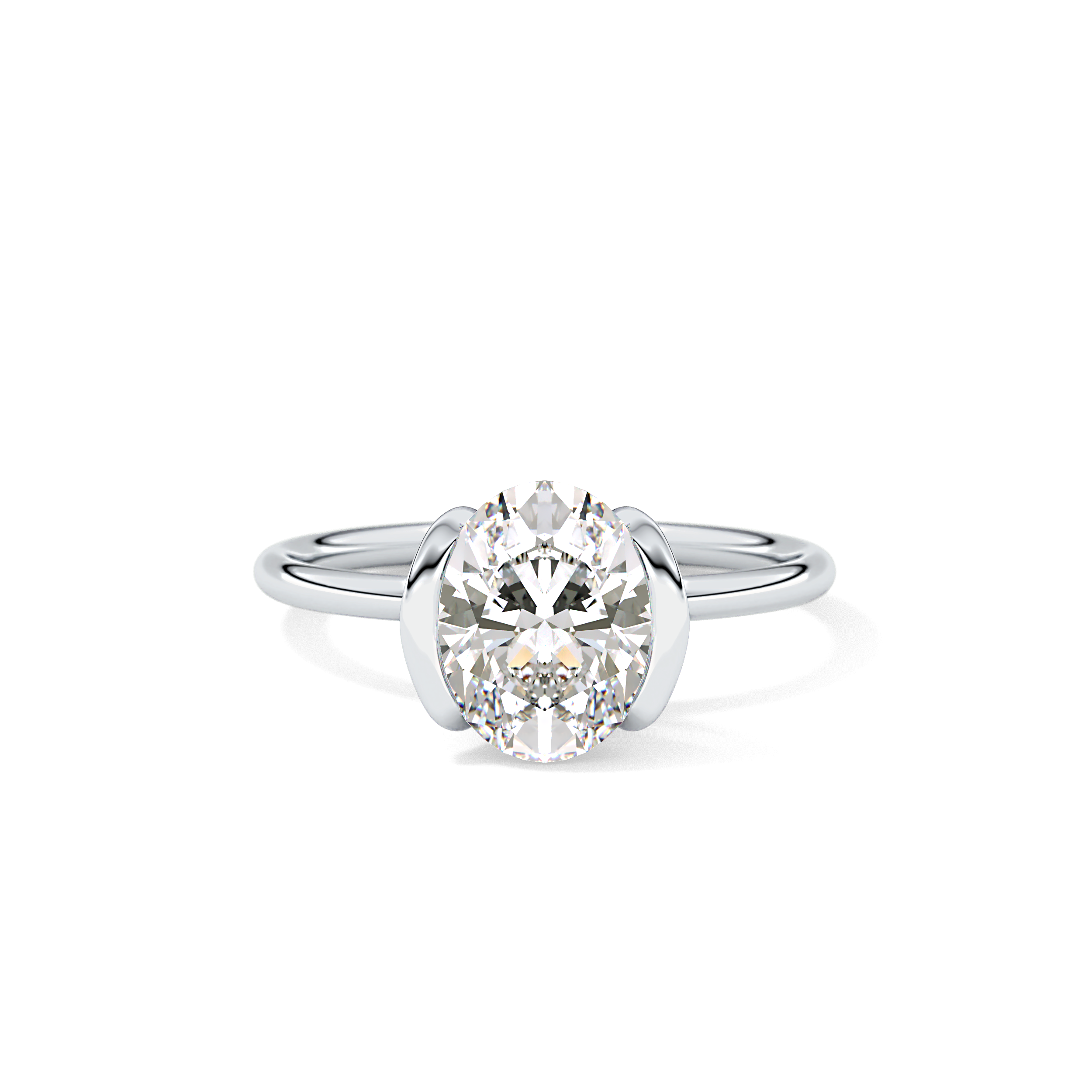 Oval Solitaire Bezel Lab Grown Diamond Engagement Ring