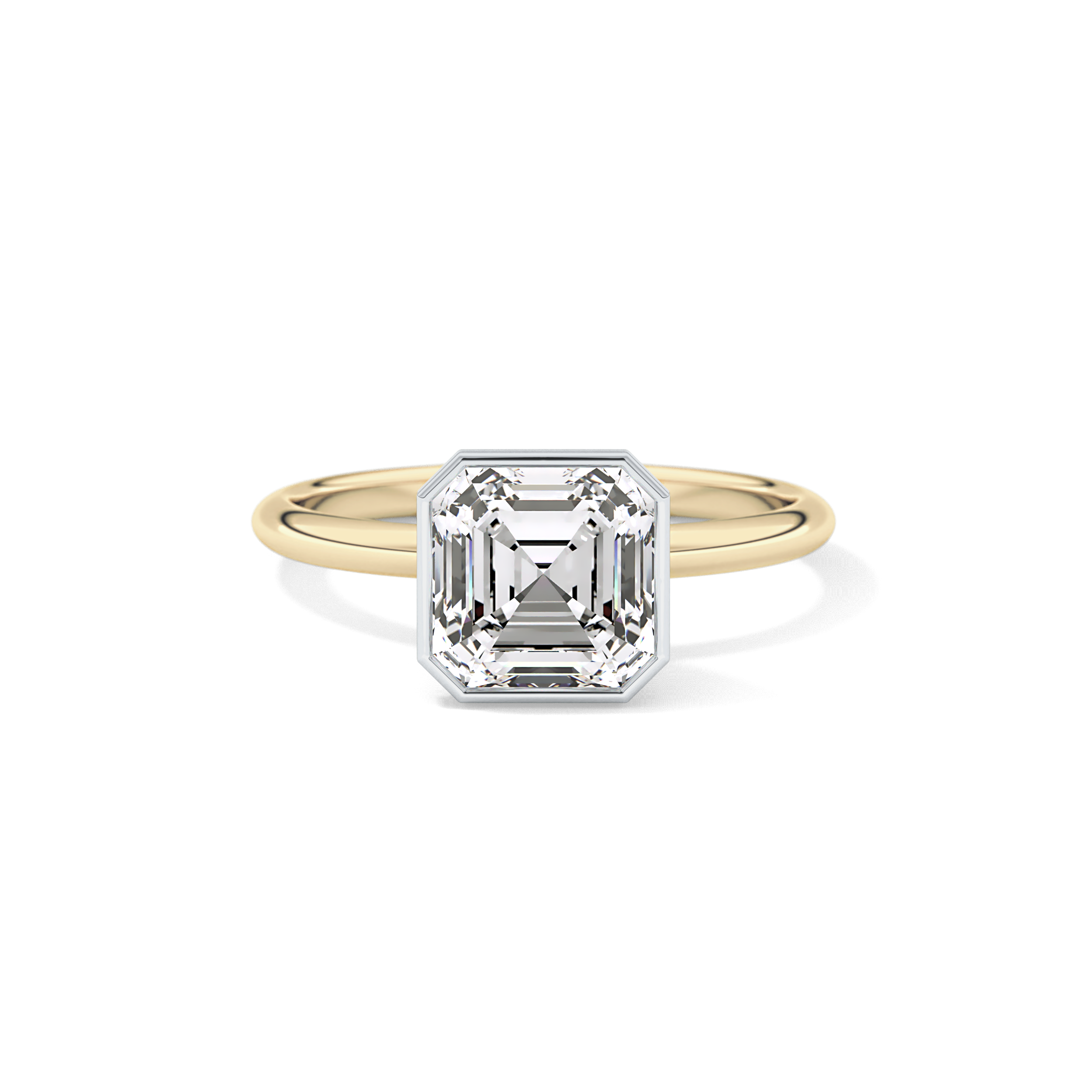 Asscher Solitaire Bezel Lab Grown Diamond Engagement Ring