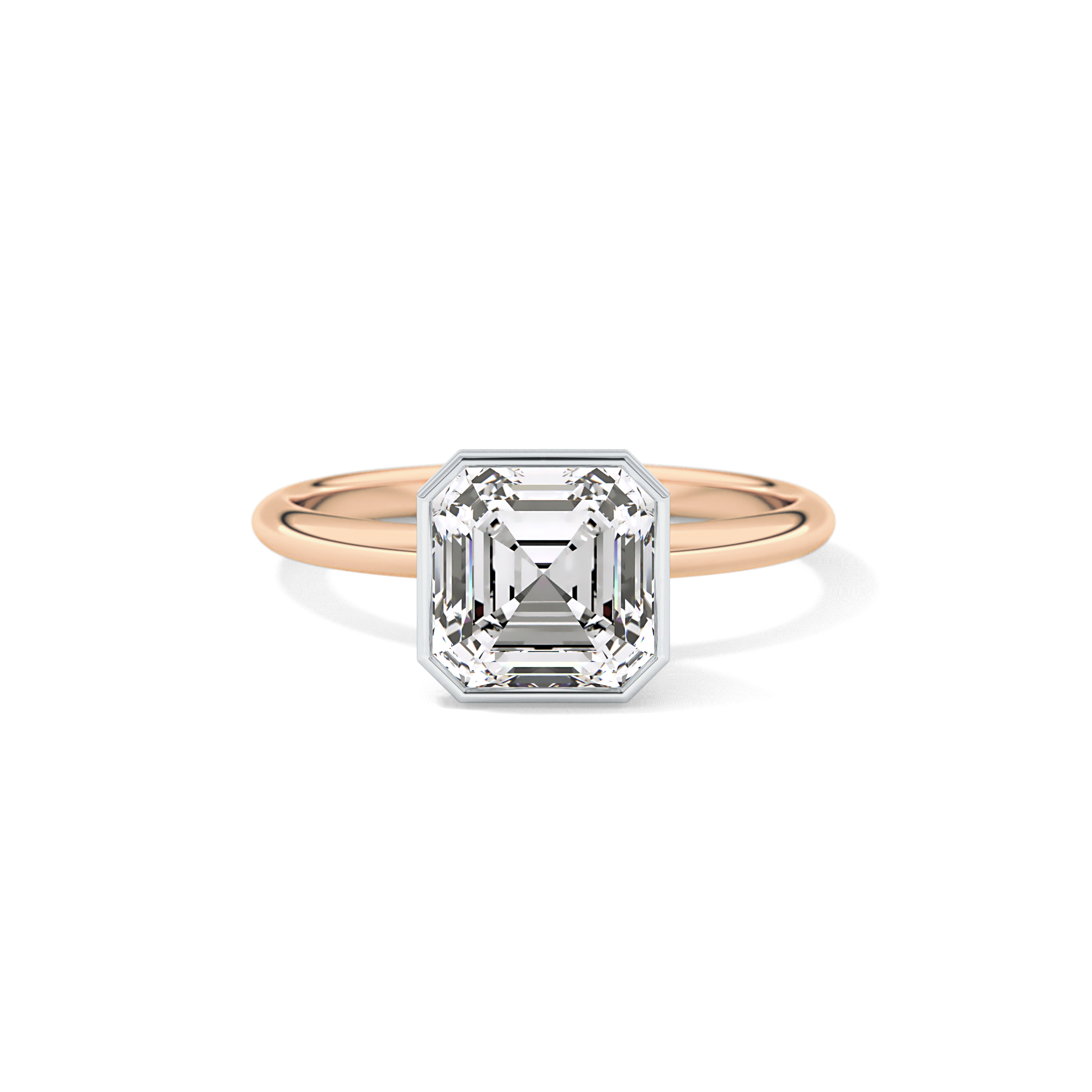 Asscher Solitaire Bezel Lab Grown Diamond Engagement Ring
