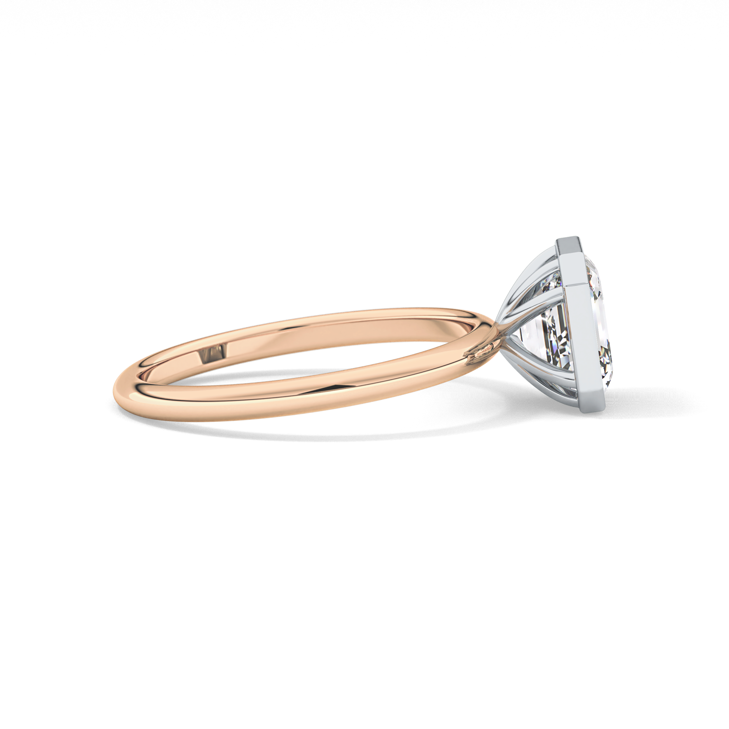Asscher Solitaire Bezel Lab Grown Diamond Engagement Ring
