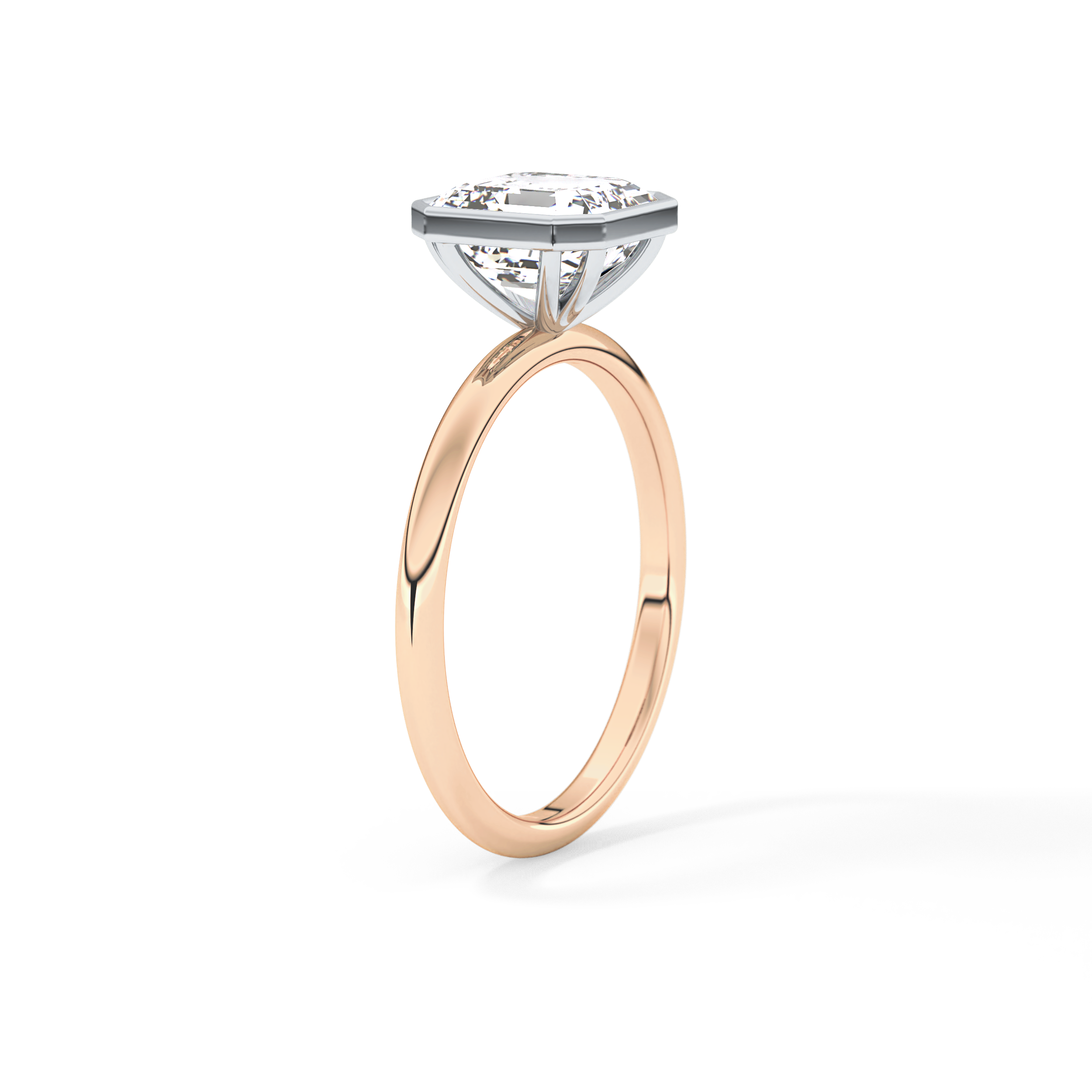 Asscher Solitaire Bezel Lab Grown Diamond Engagement Ring
