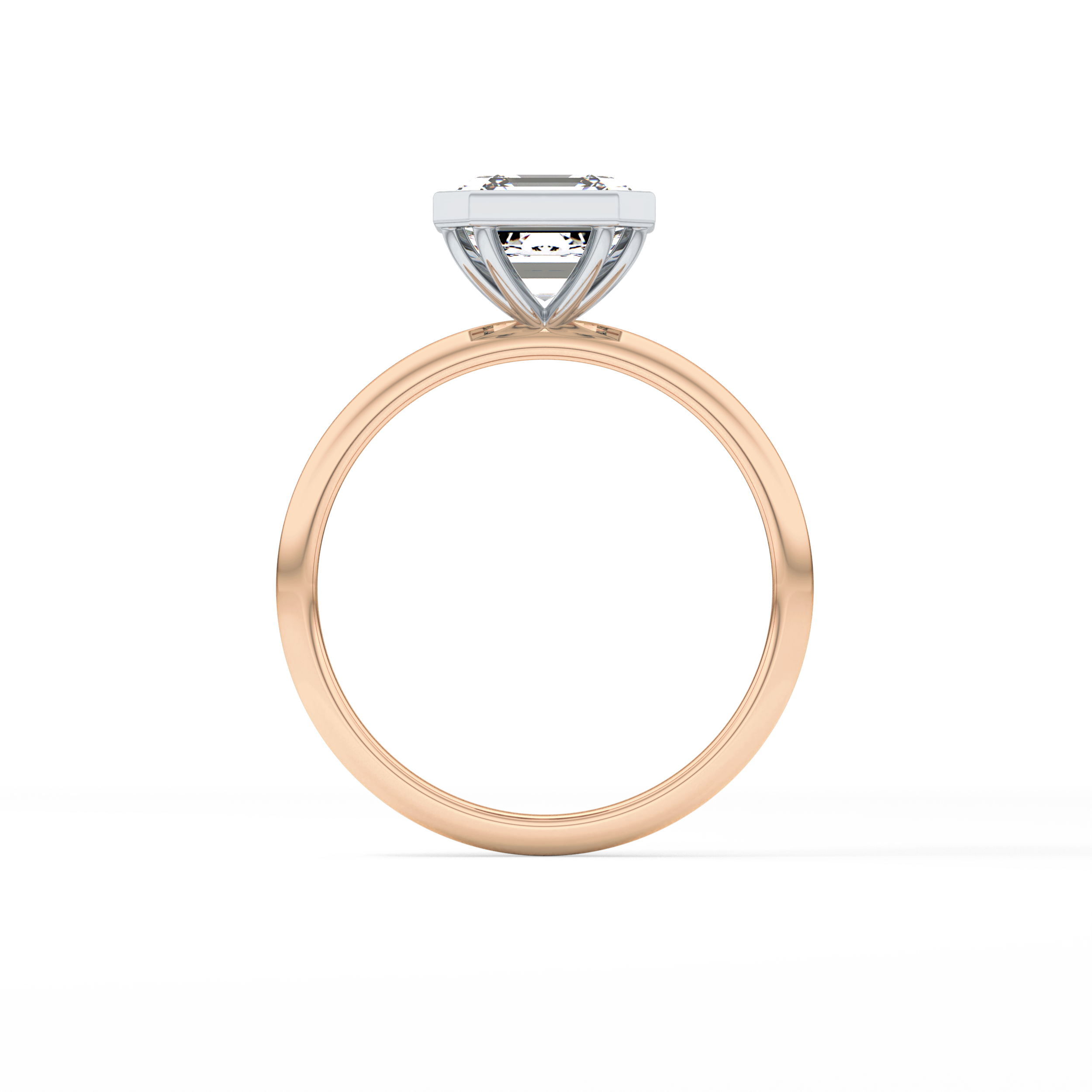 Asscher Solitaire Bezel Lab Grown Diamond Engagement Ring