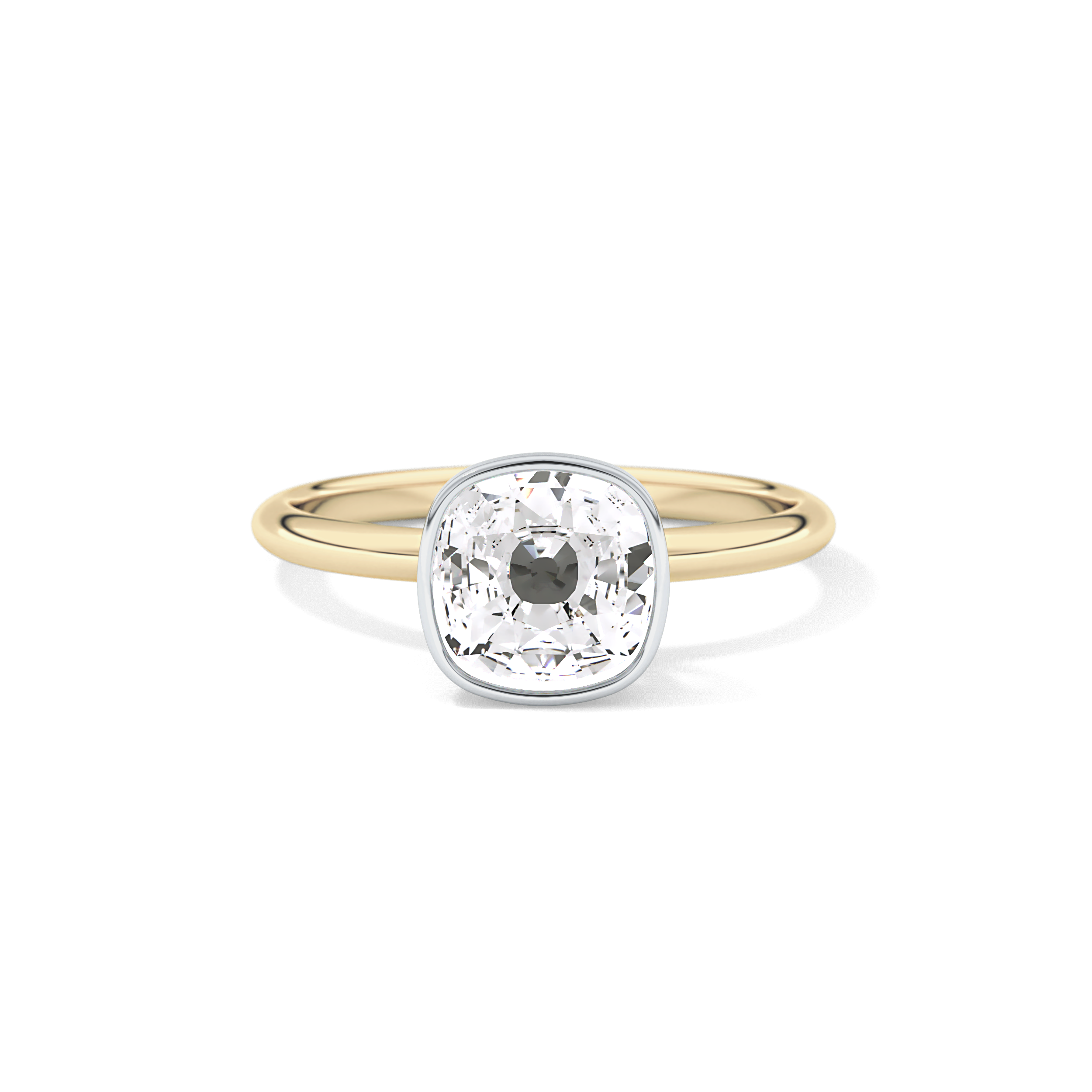 Cushion Solitaire Bezel Lab Grown Diamond Engagement Ring