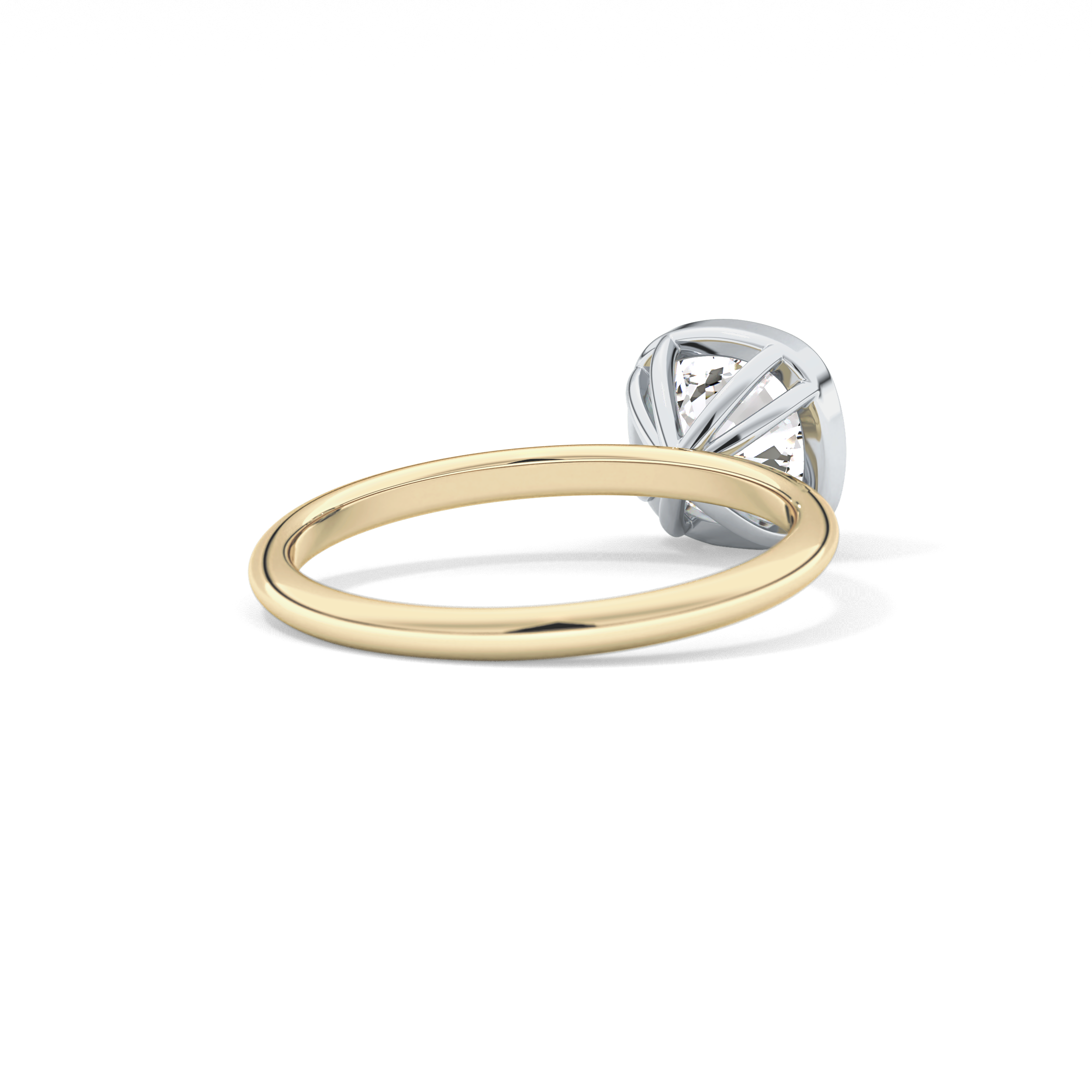 Cushion Solitaire Bezel Lab Grown Diamond Engagement Ring