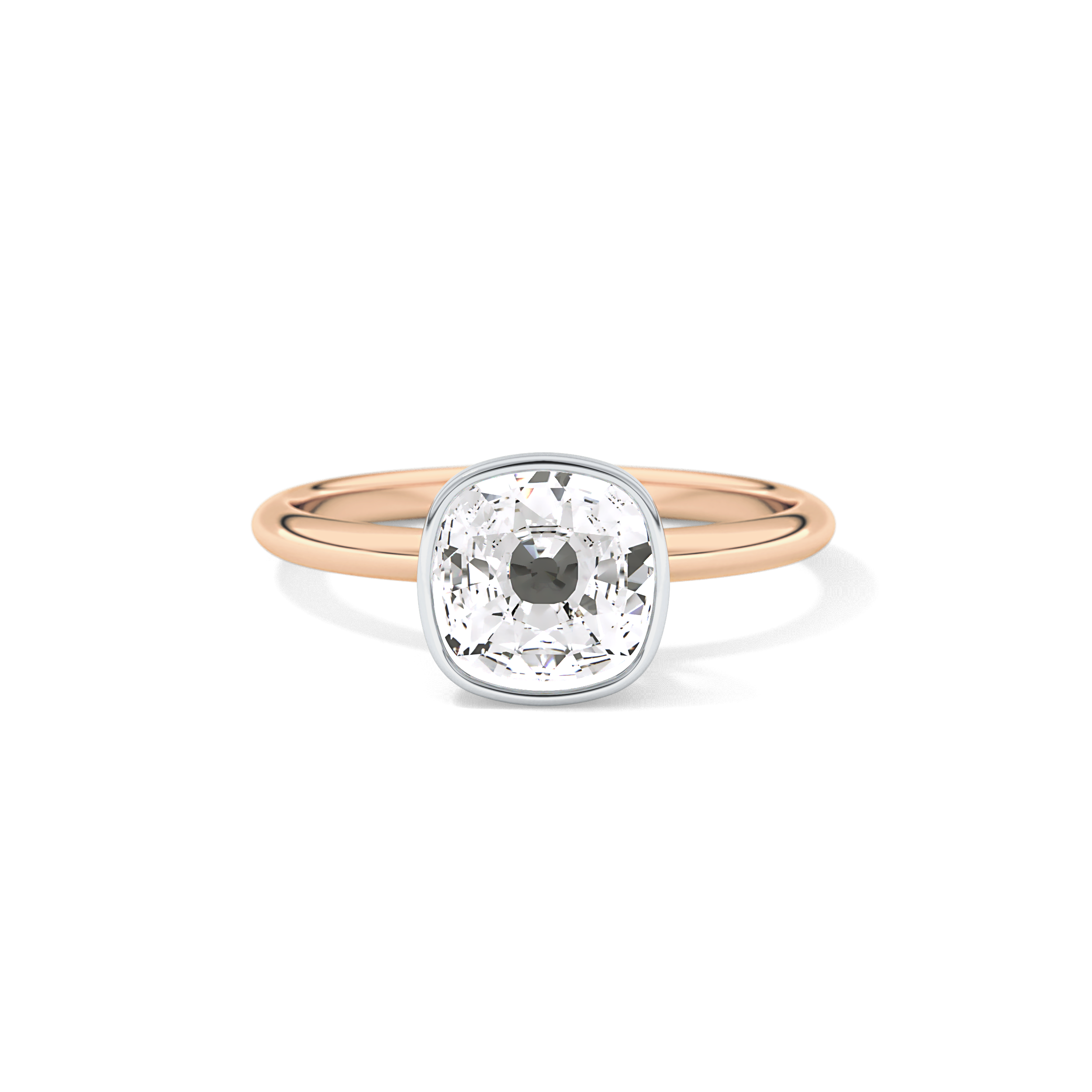 Cushion Solitaire Bezel Lab Grown Diamond Engagement Ring