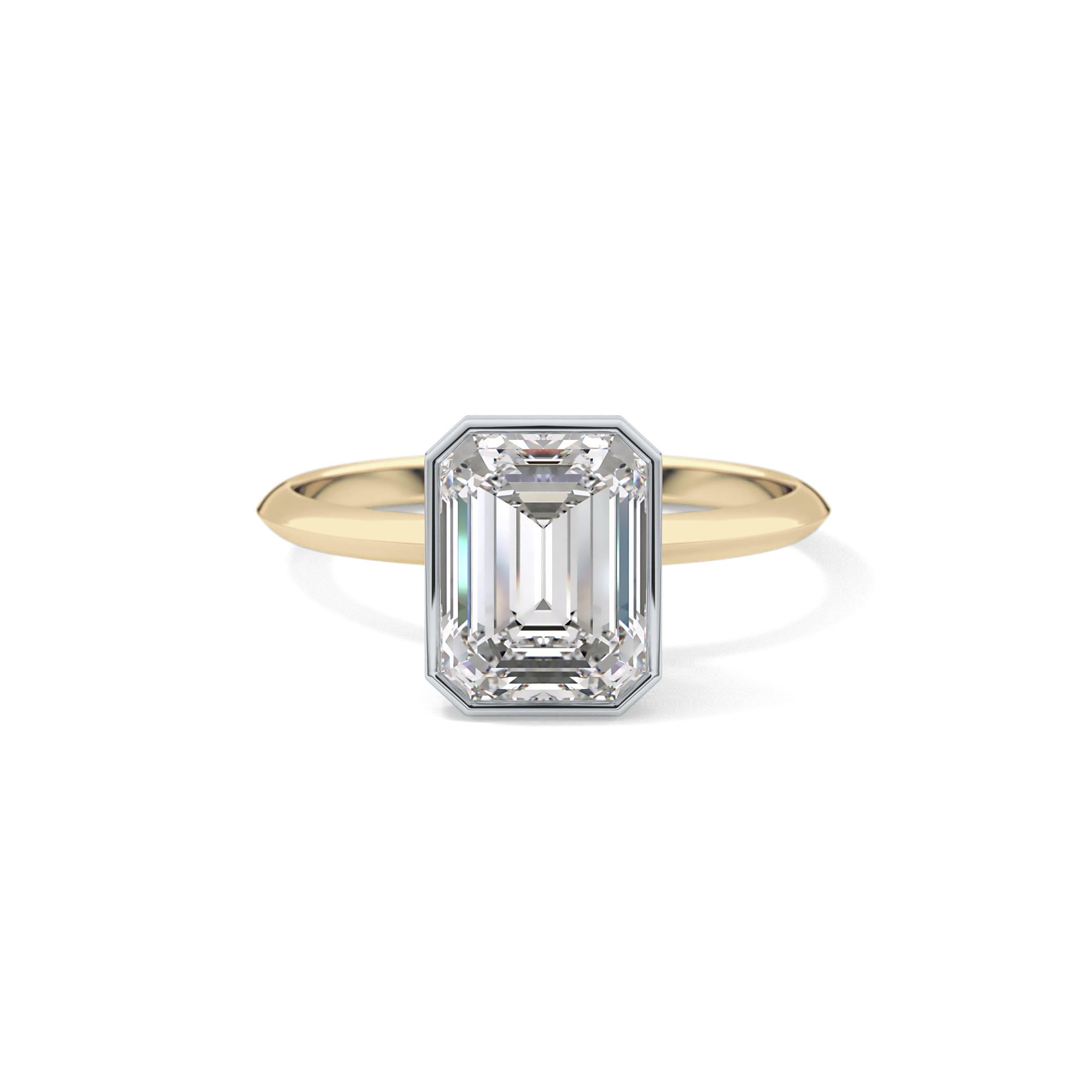 Emerald Solitaire Bezel Lab Grown Diamond Engagement Ring