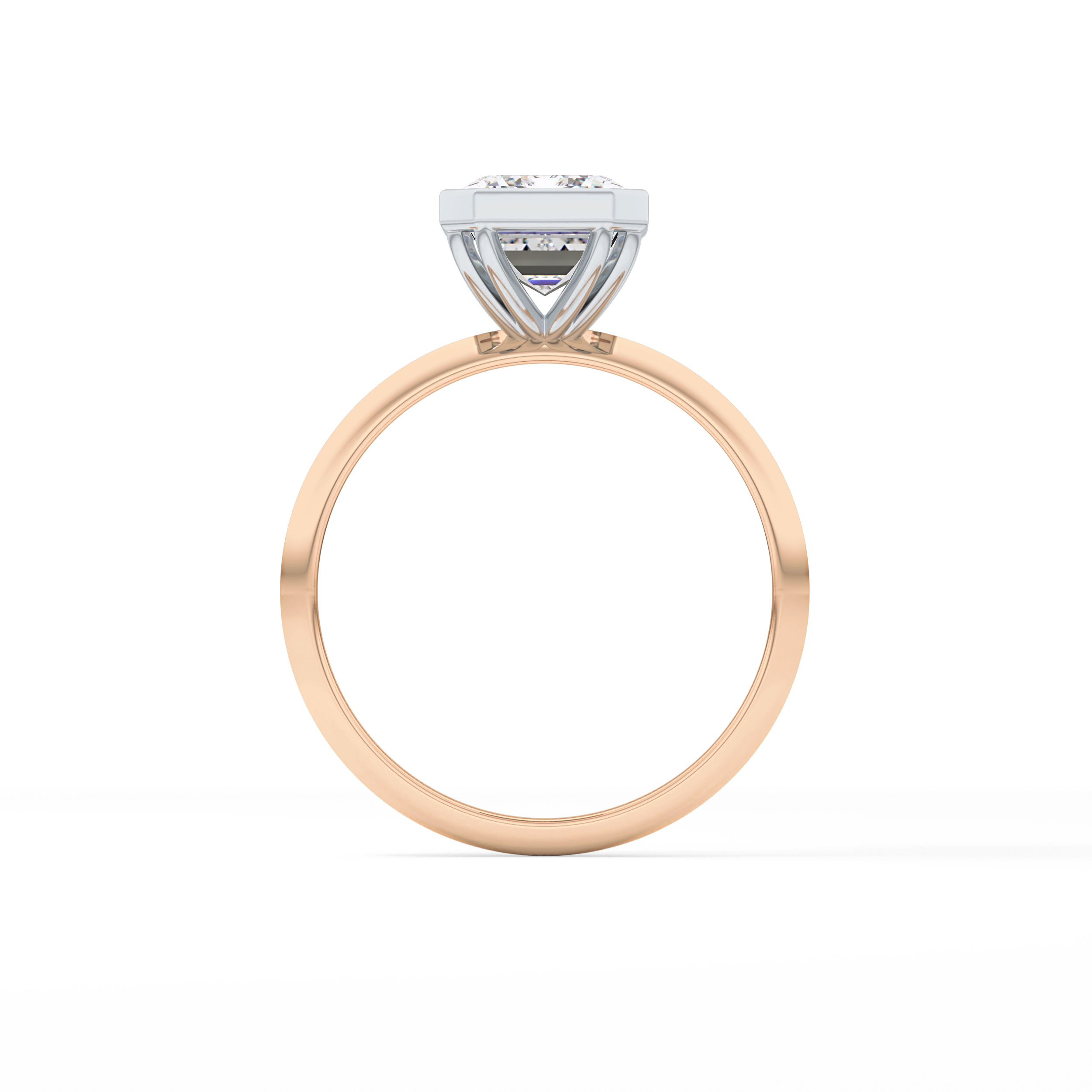 Emerald Solitaire Bezel Lab Grown Diamond Engagement Ring