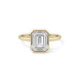 Emerald Solitaire Bezel Lab Grown Diamond Engagement Ring