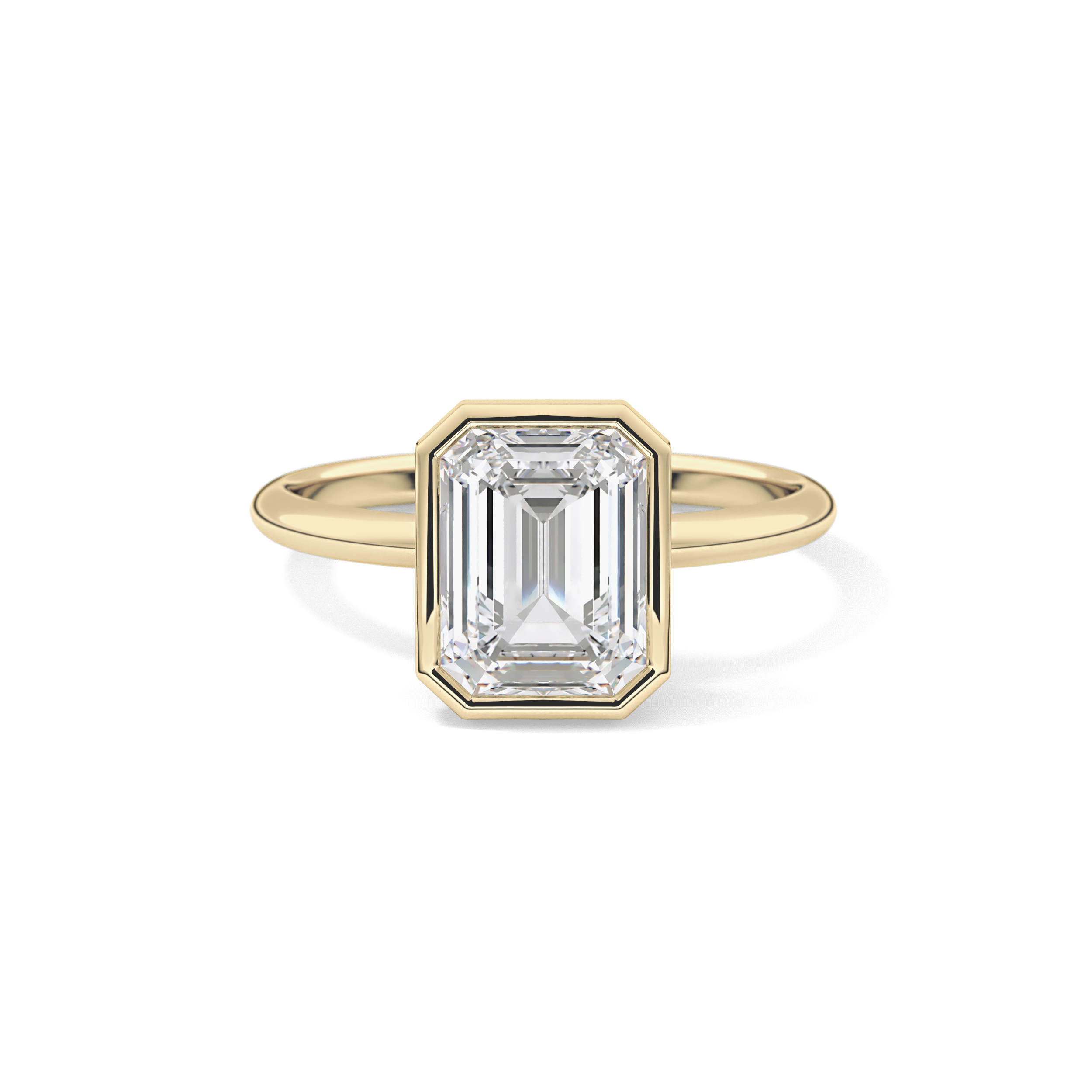 Emerald Solitaire Bezel Lab Grown Diamond Engagement Ring
