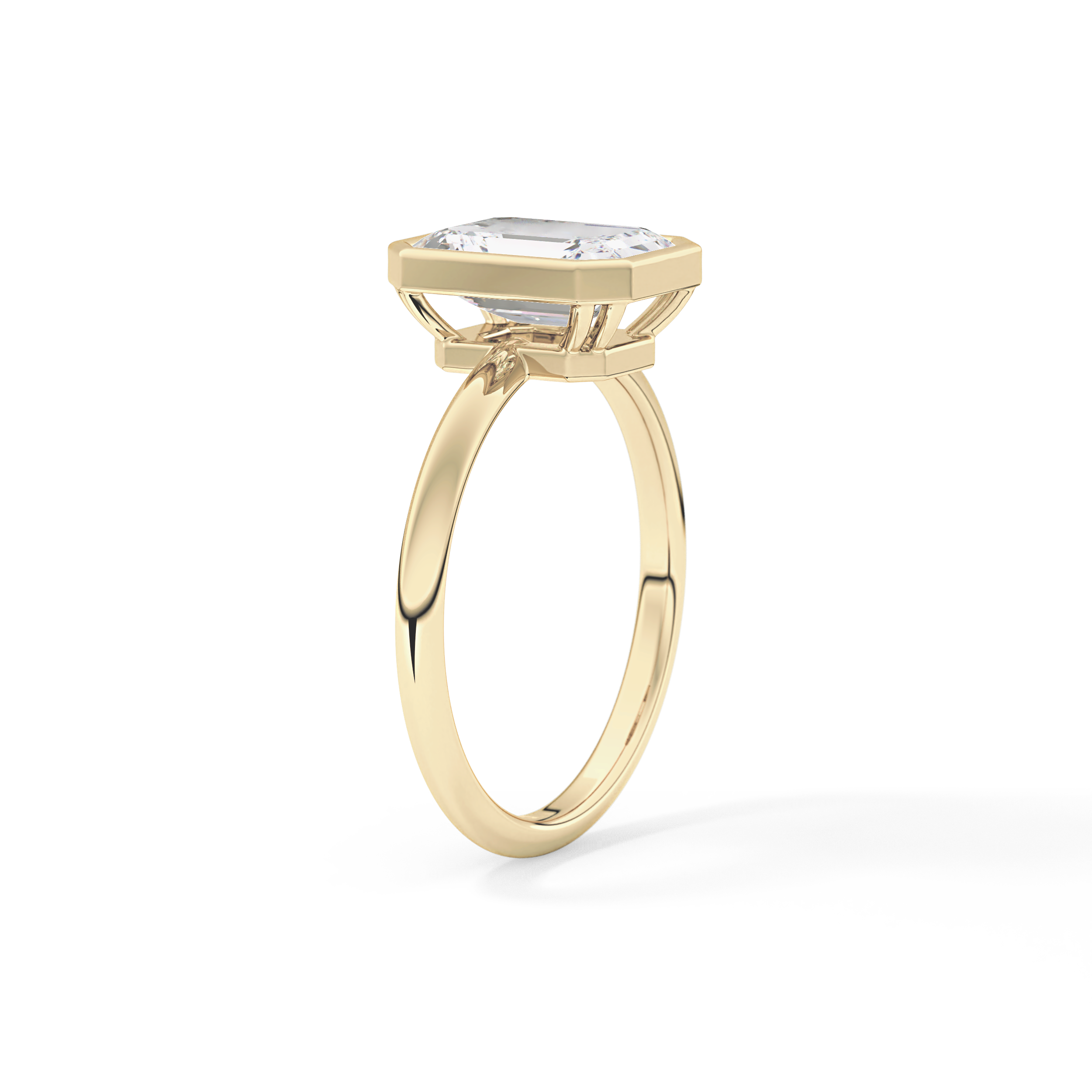 Emerald Solitaire Bezel Lab Grown Diamond Engagement Ring