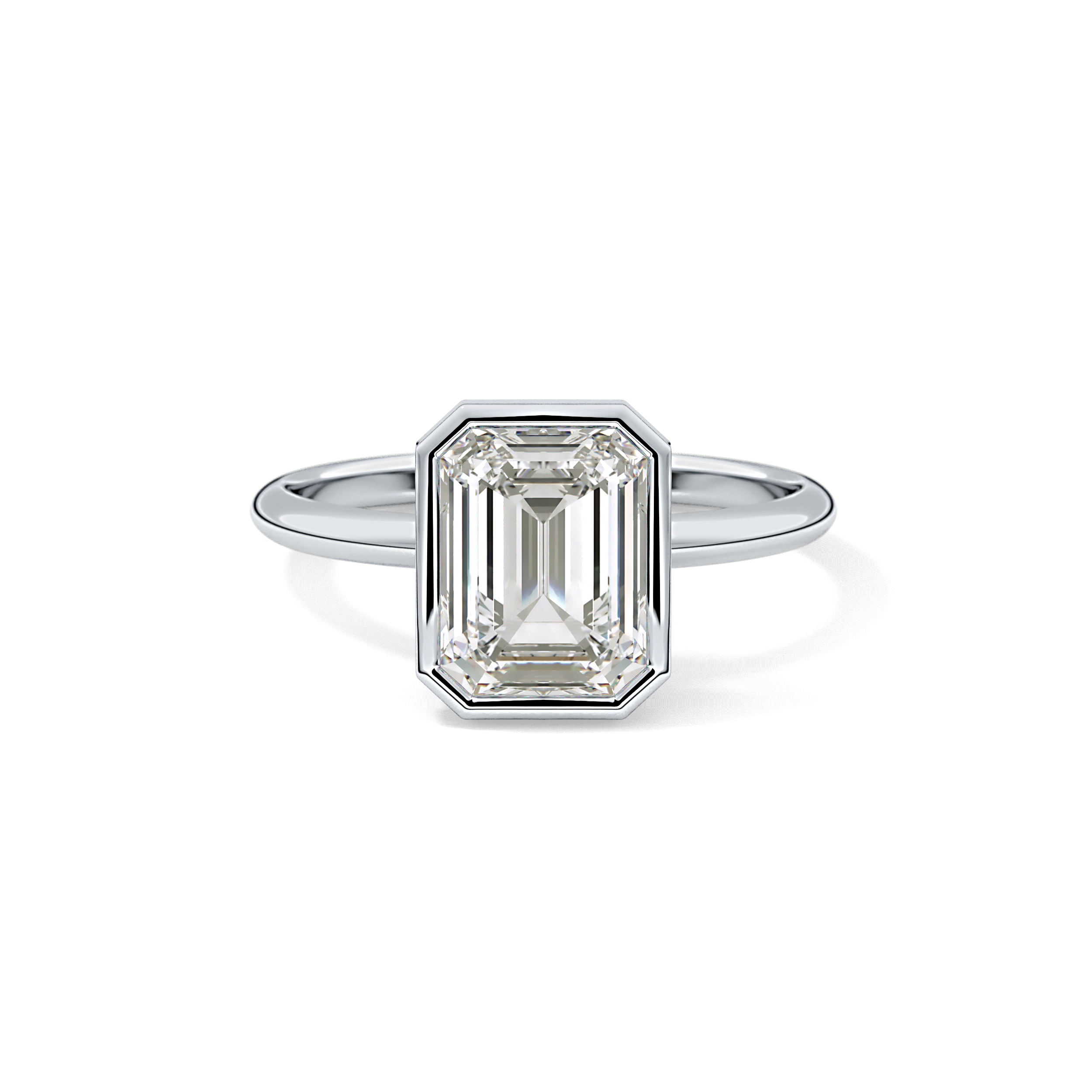 Emerald Solitaire Bezel Lab Grown Diamond Engagement Ring