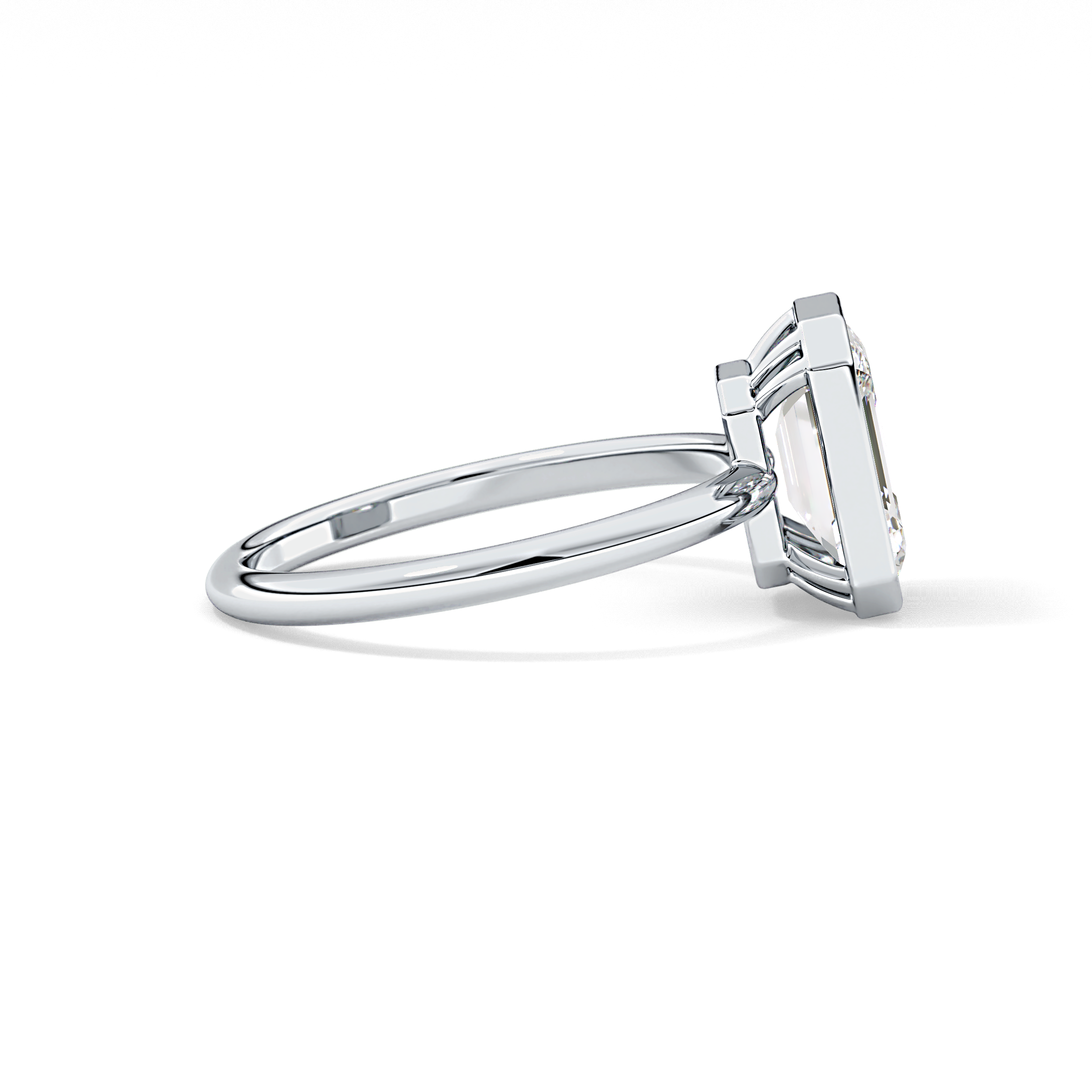 Emerald Solitaire Bezel Lab Grown Diamond Engagement Ring