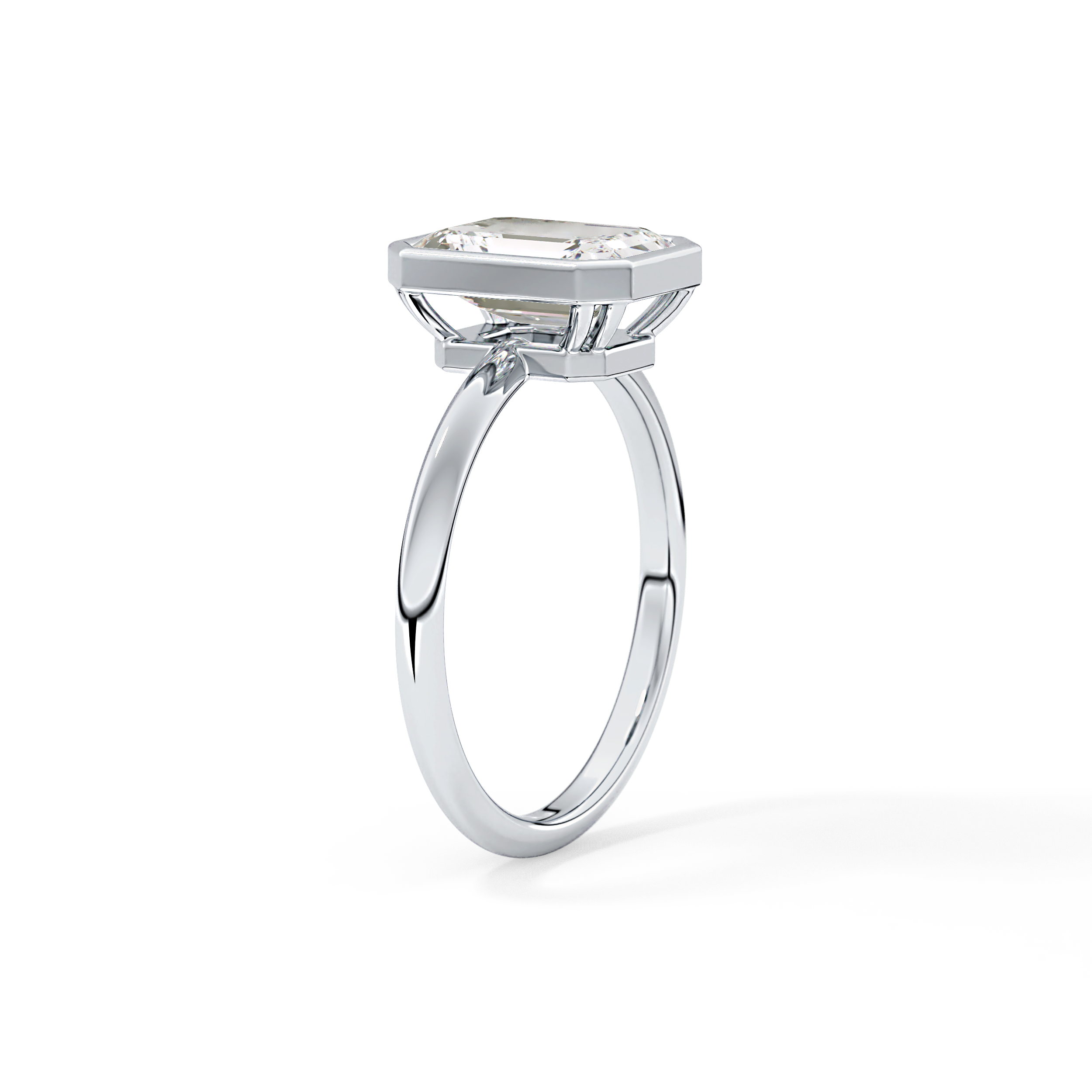 Emerald Solitaire Bezel Lab Grown Diamond Engagement Ring