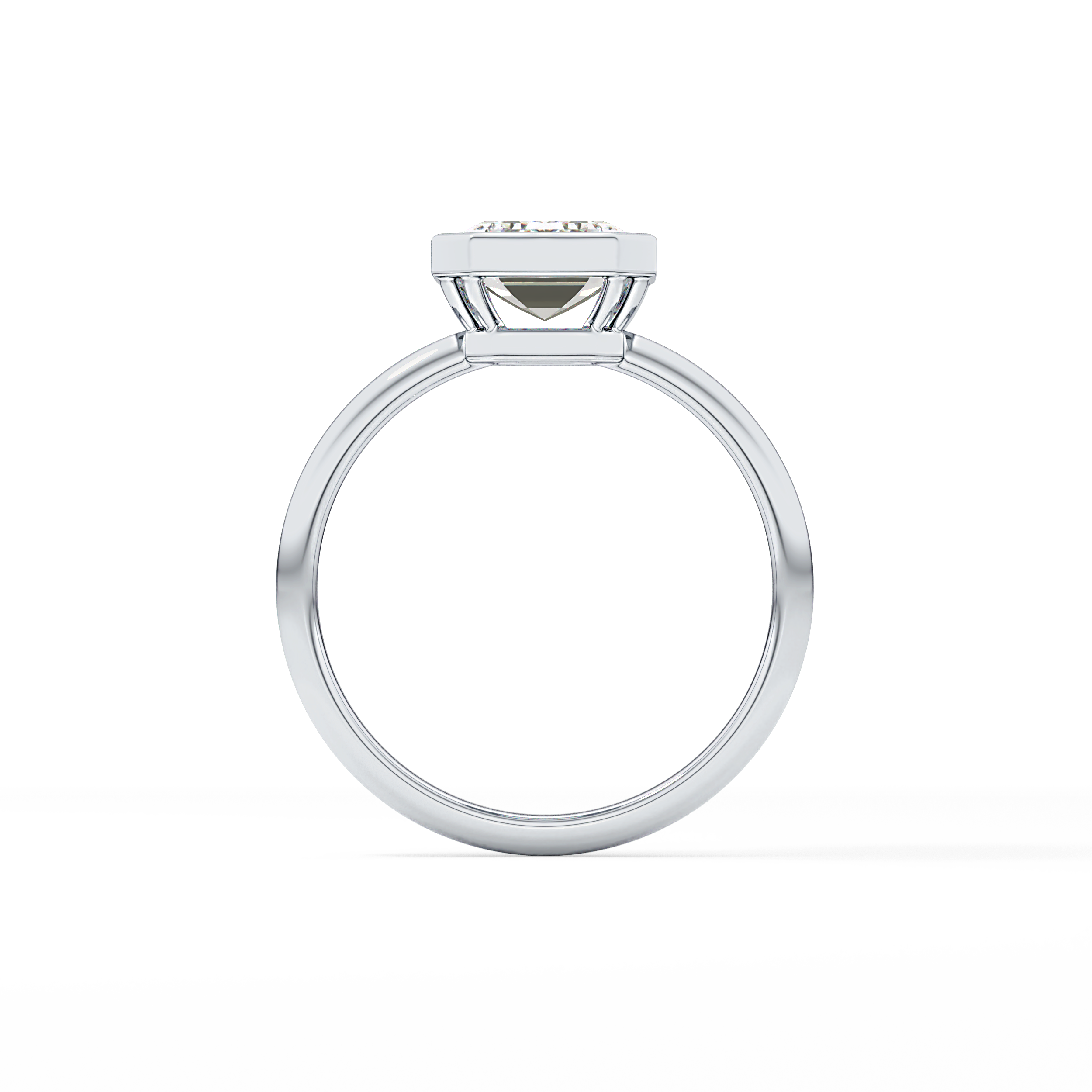 Emerald Solitaire Bezel Lab Grown Diamond Engagement Ring