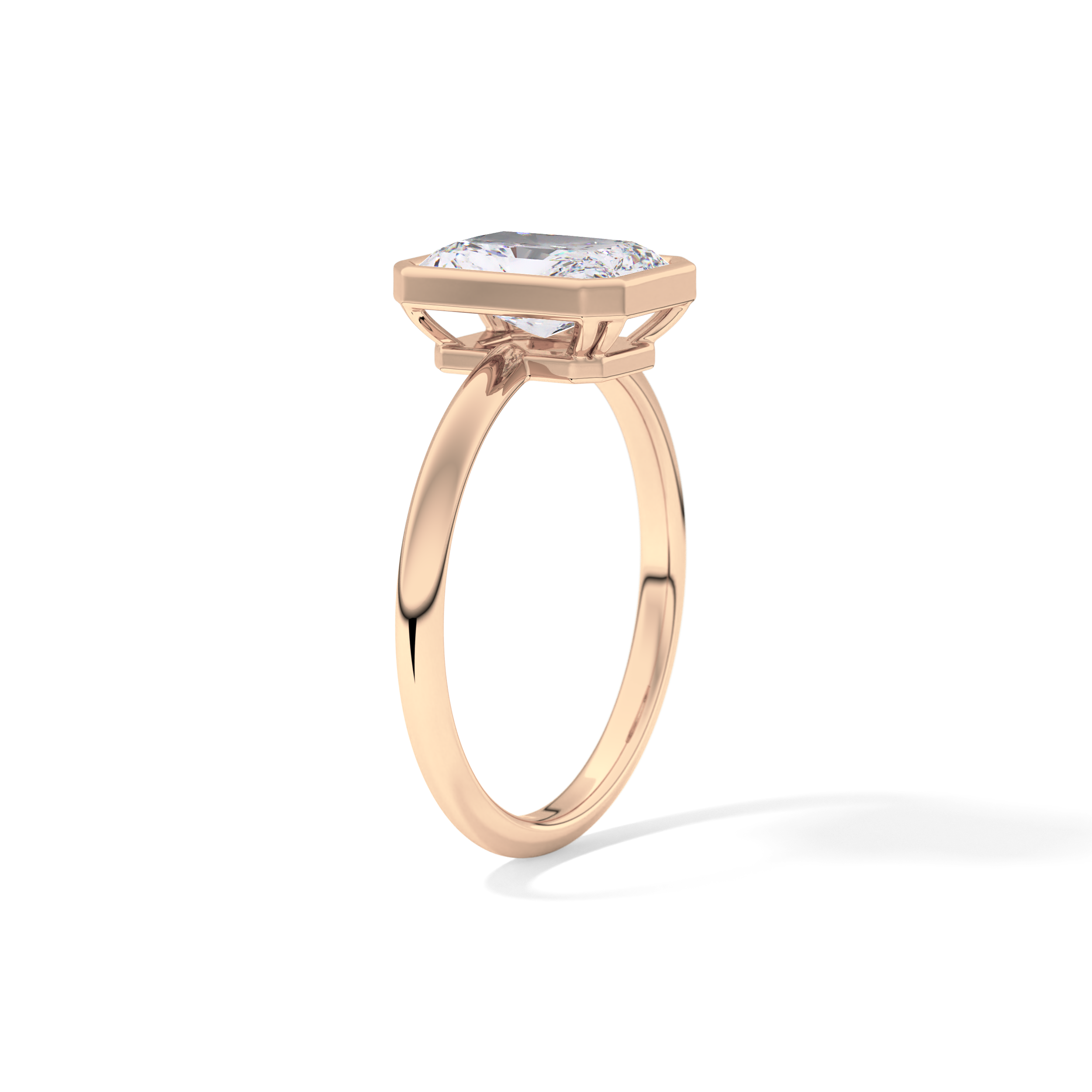 Radiant Solitaire Bezel Lab Grown Diamond Engagement Ring