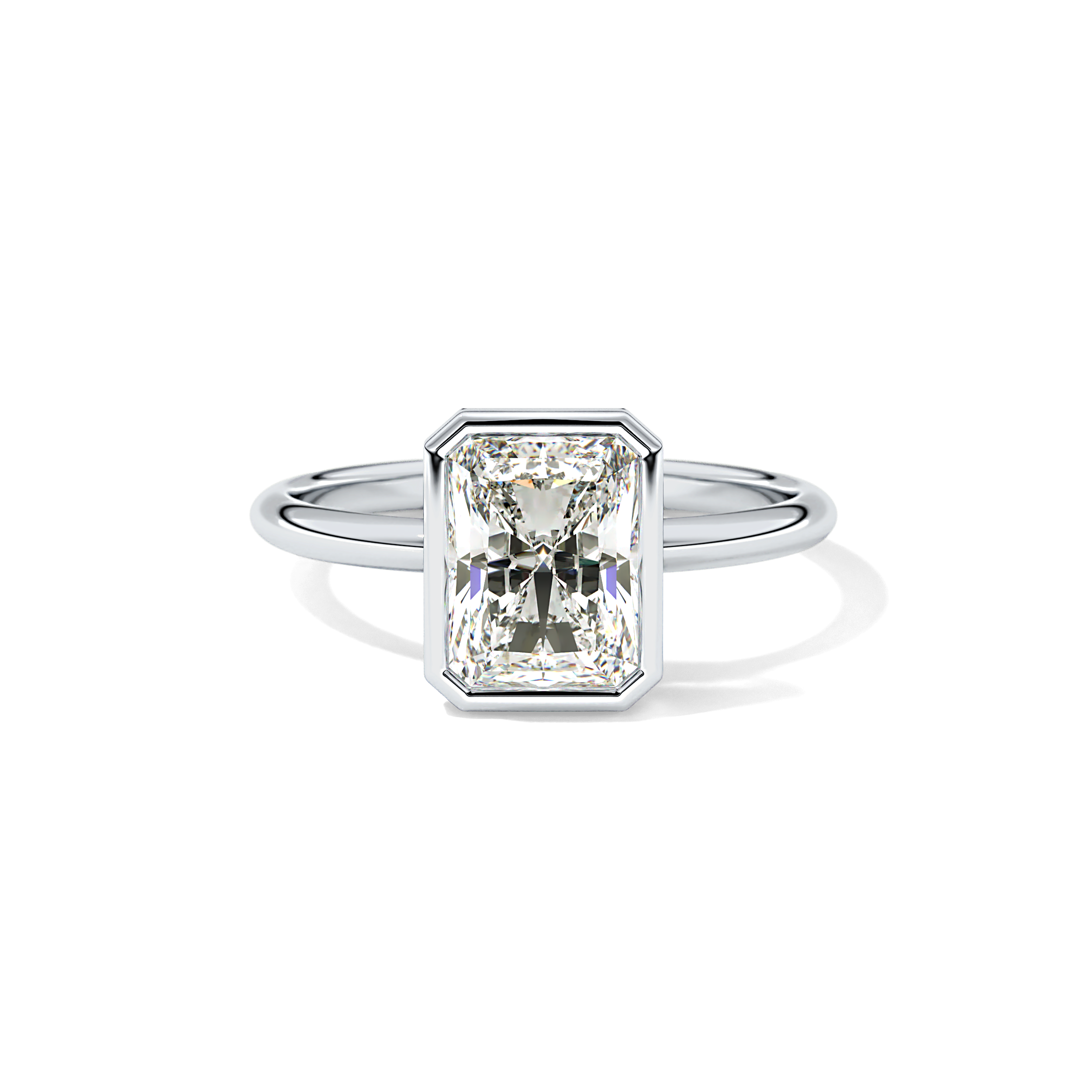 Radiant Solitaire Bezel Lab Grown Diamond Engagement Ring
