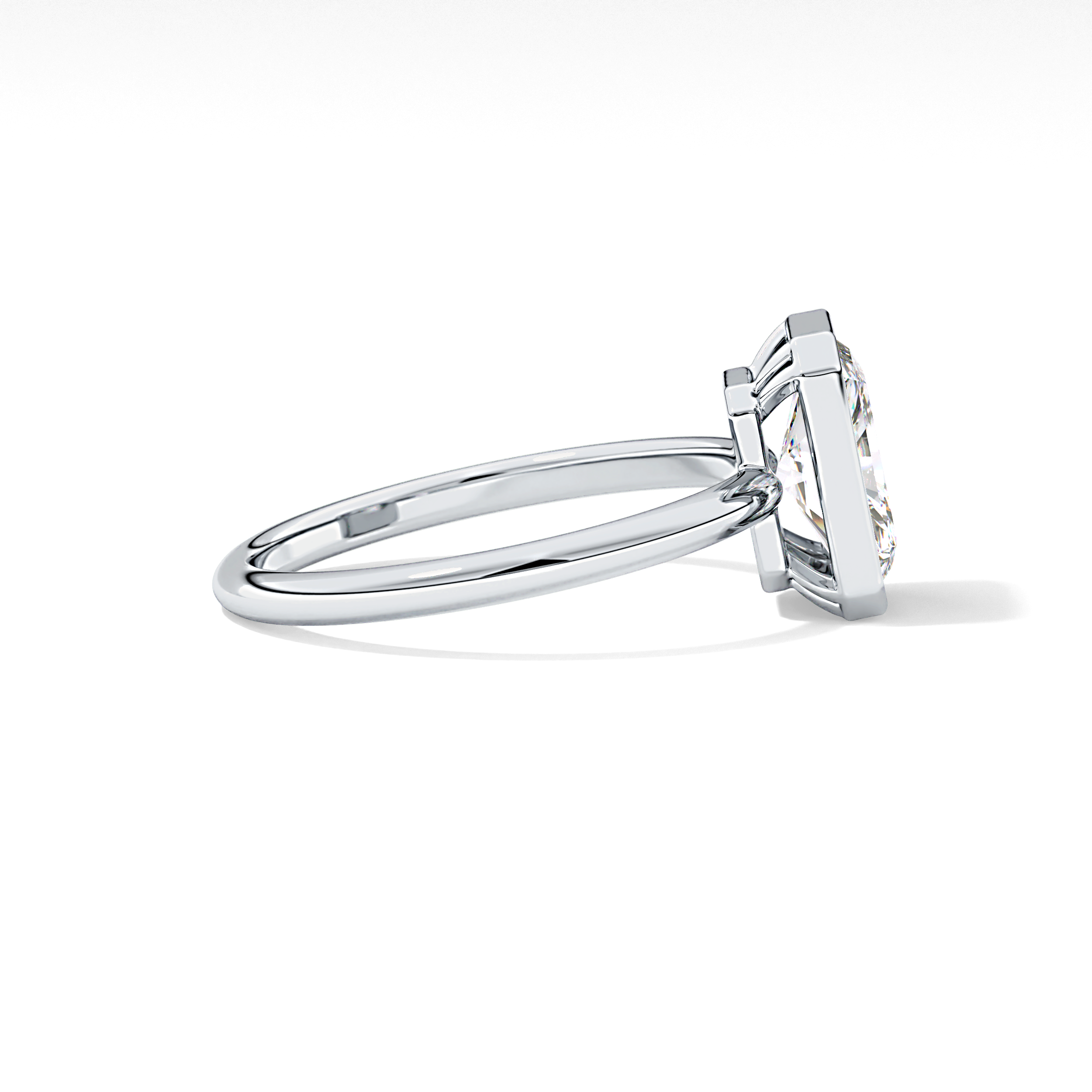 Radiant Solitaire Bezel Lab Grown Diamond Engagement Ring