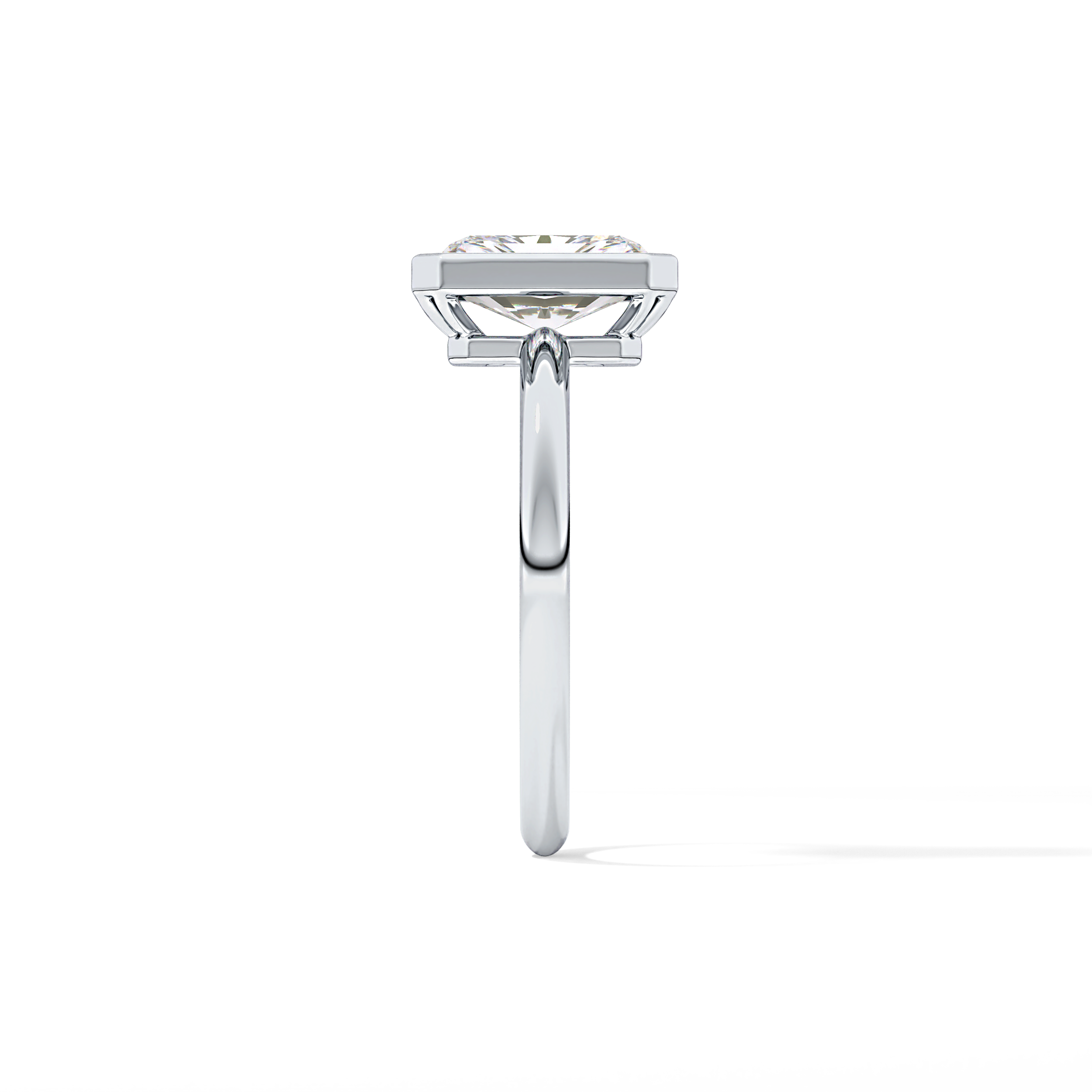 Radiant Solitaire Bezel Lab Grown Diamond Engagement Ring