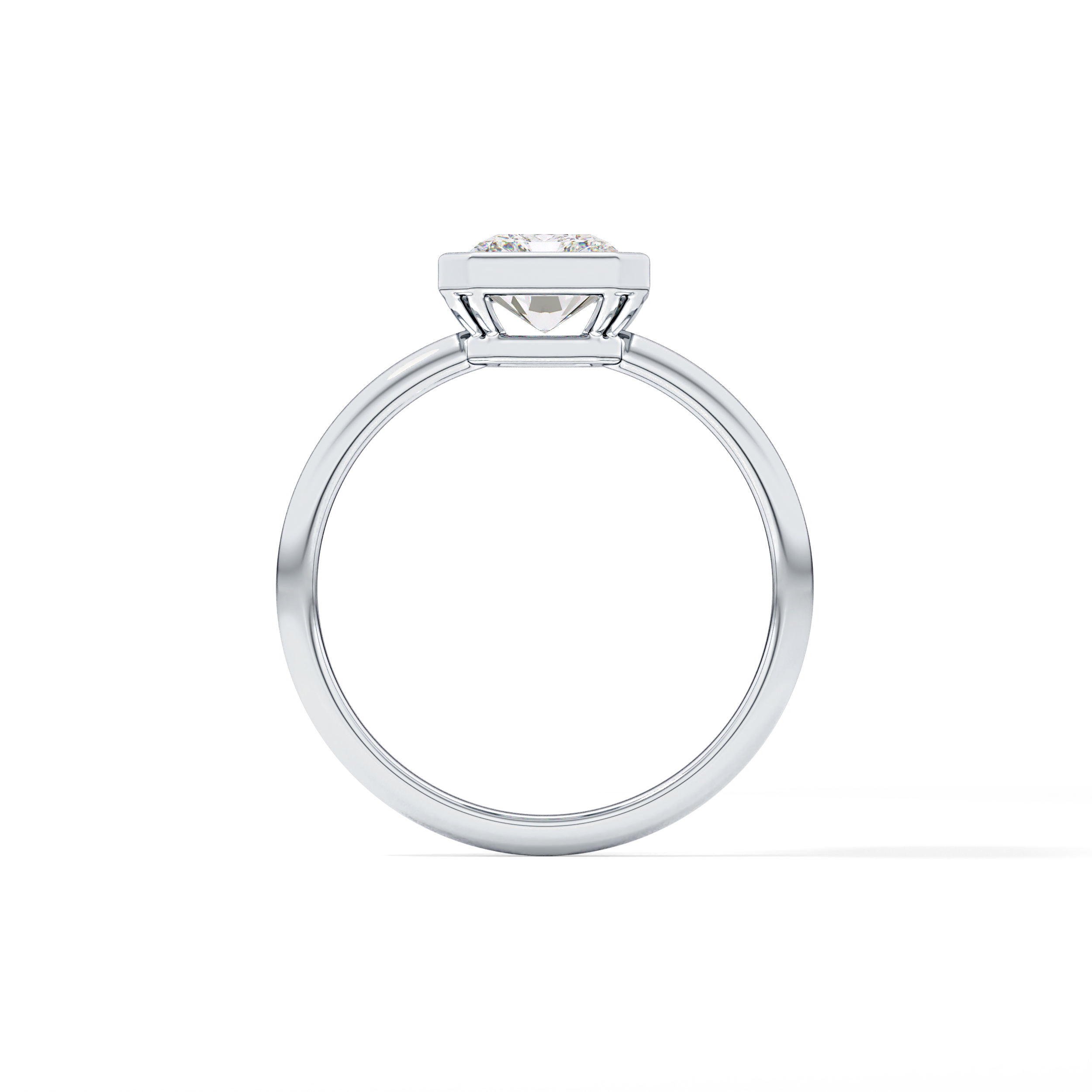 Radiant Solitaire Bezel Lab Grown Diamond Engagement Ring