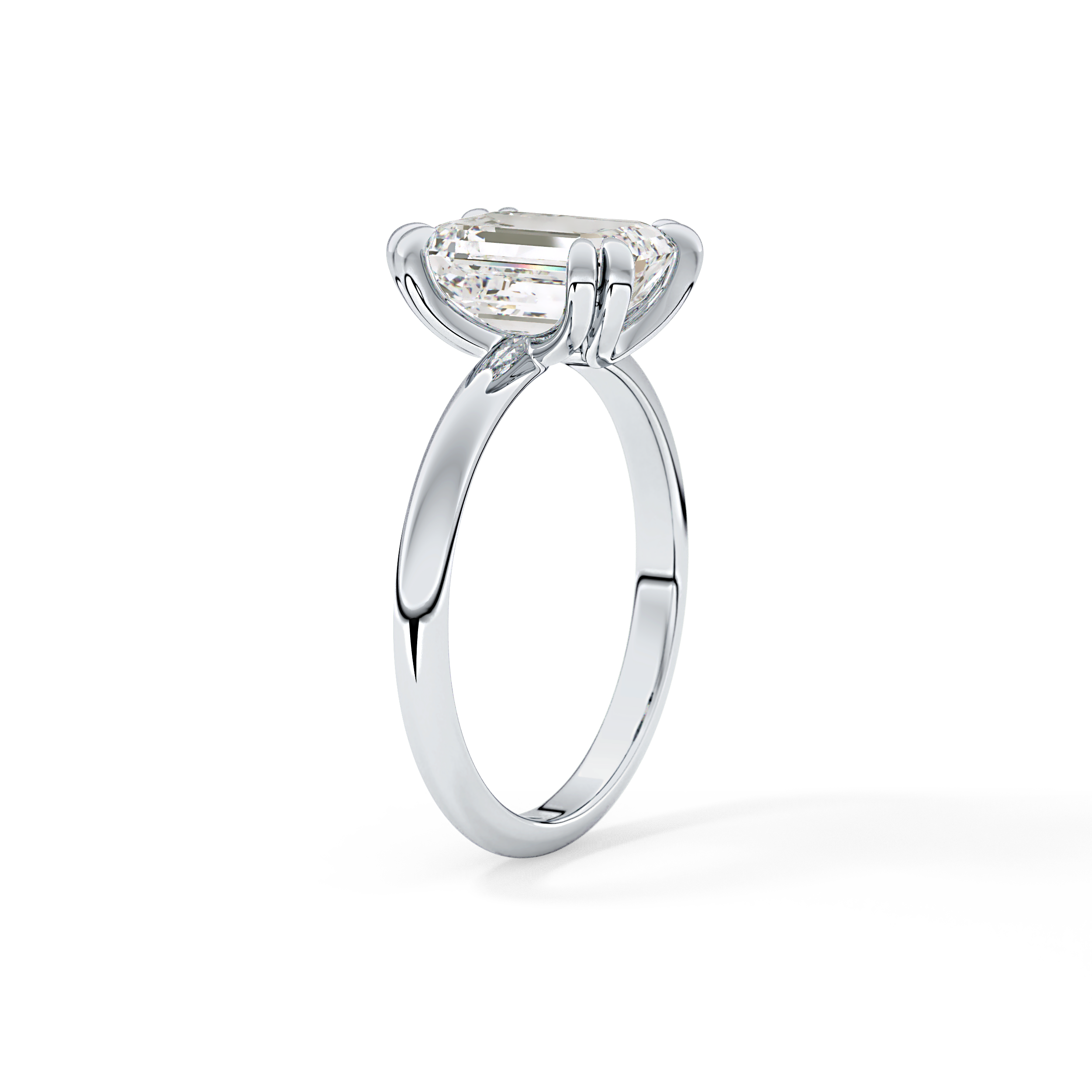 Emerald Solitaire Lab Grown Diamond Engagement Ring