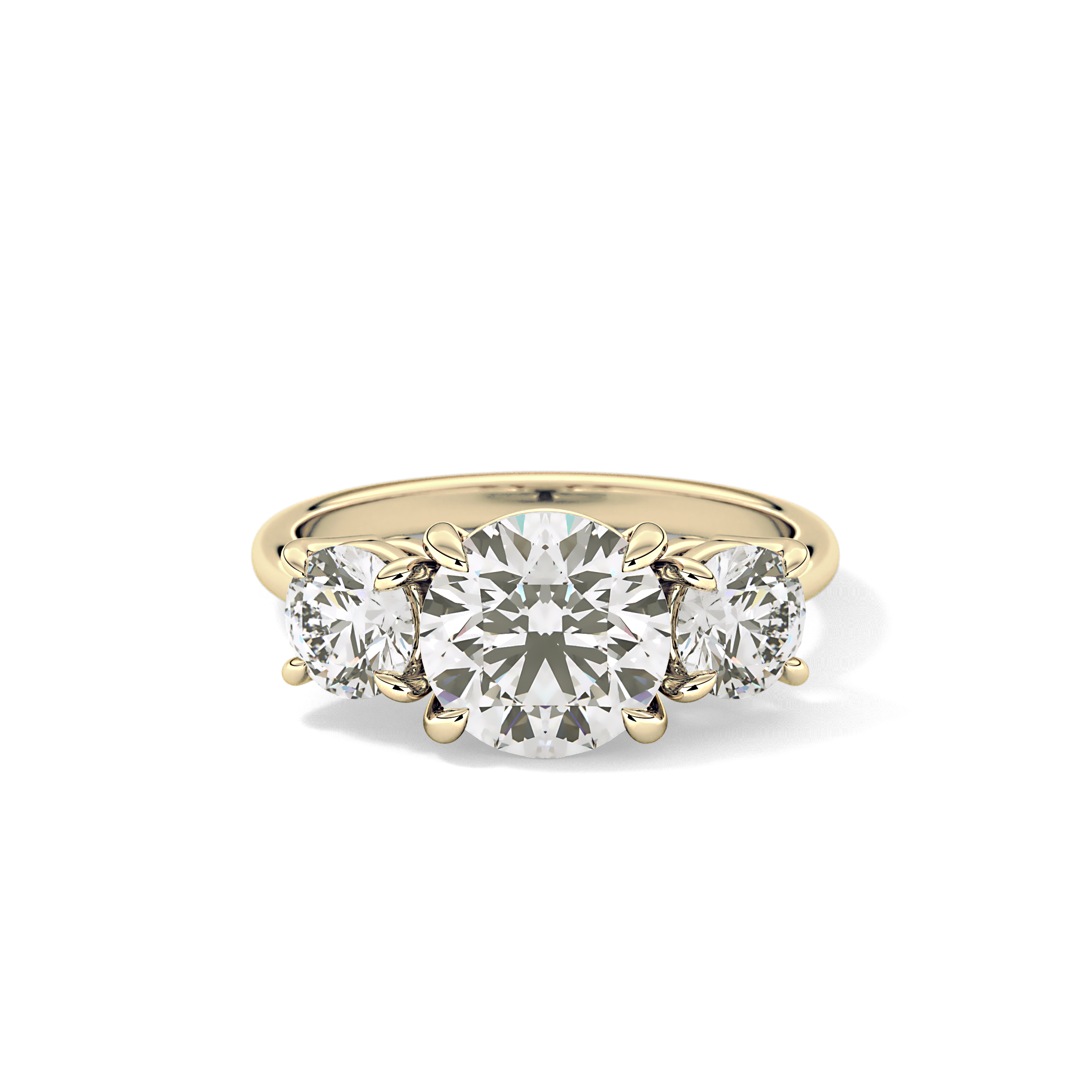 Round Three Stone Lab Grown Diamond Engagement Ring