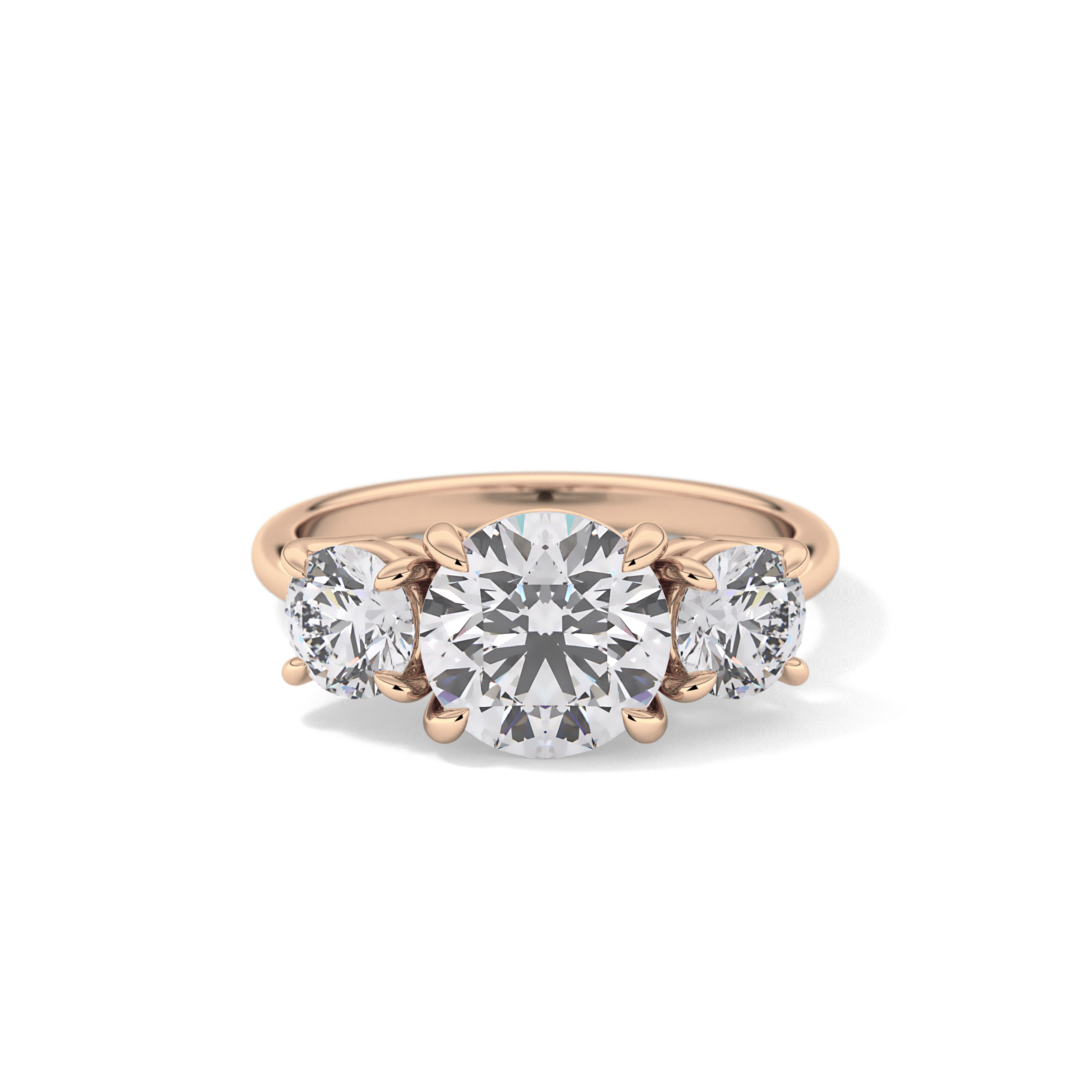 Round Three Stone Lab Grown Diamond Engagement Ring