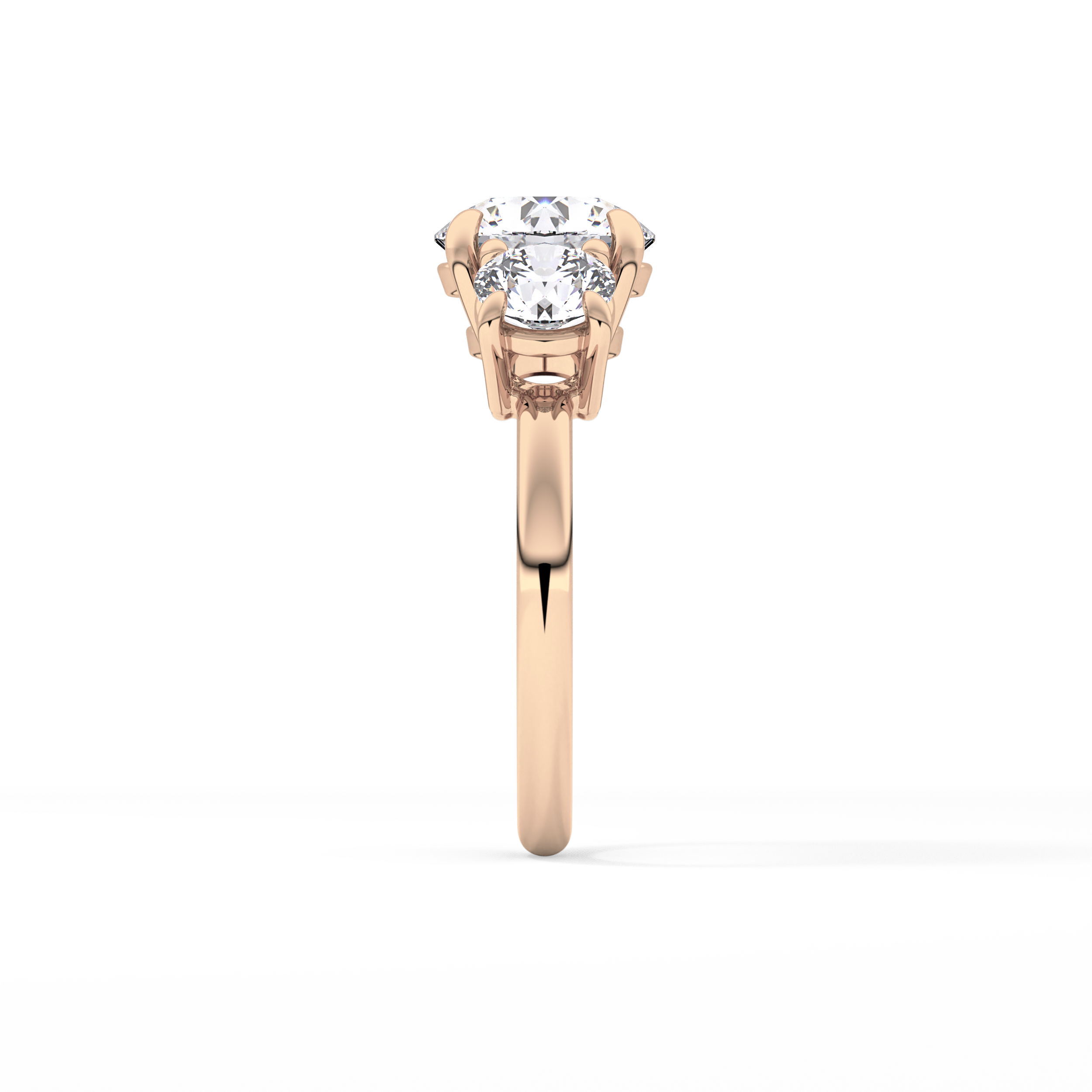 Round Three Stone Lab Grown Diamond Engagement Ring