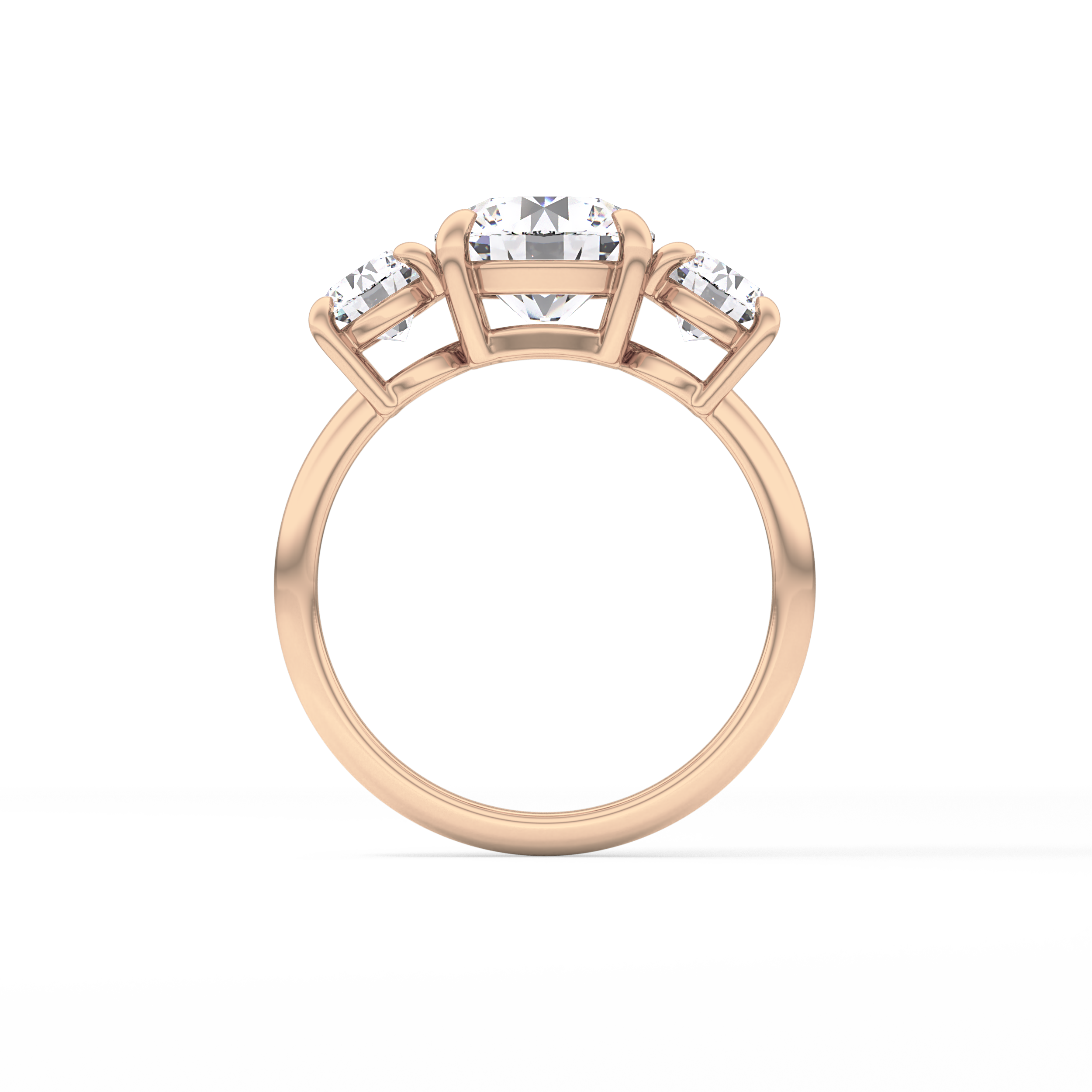 Round Three Stone Lab Grown Diamond Engagement Ring