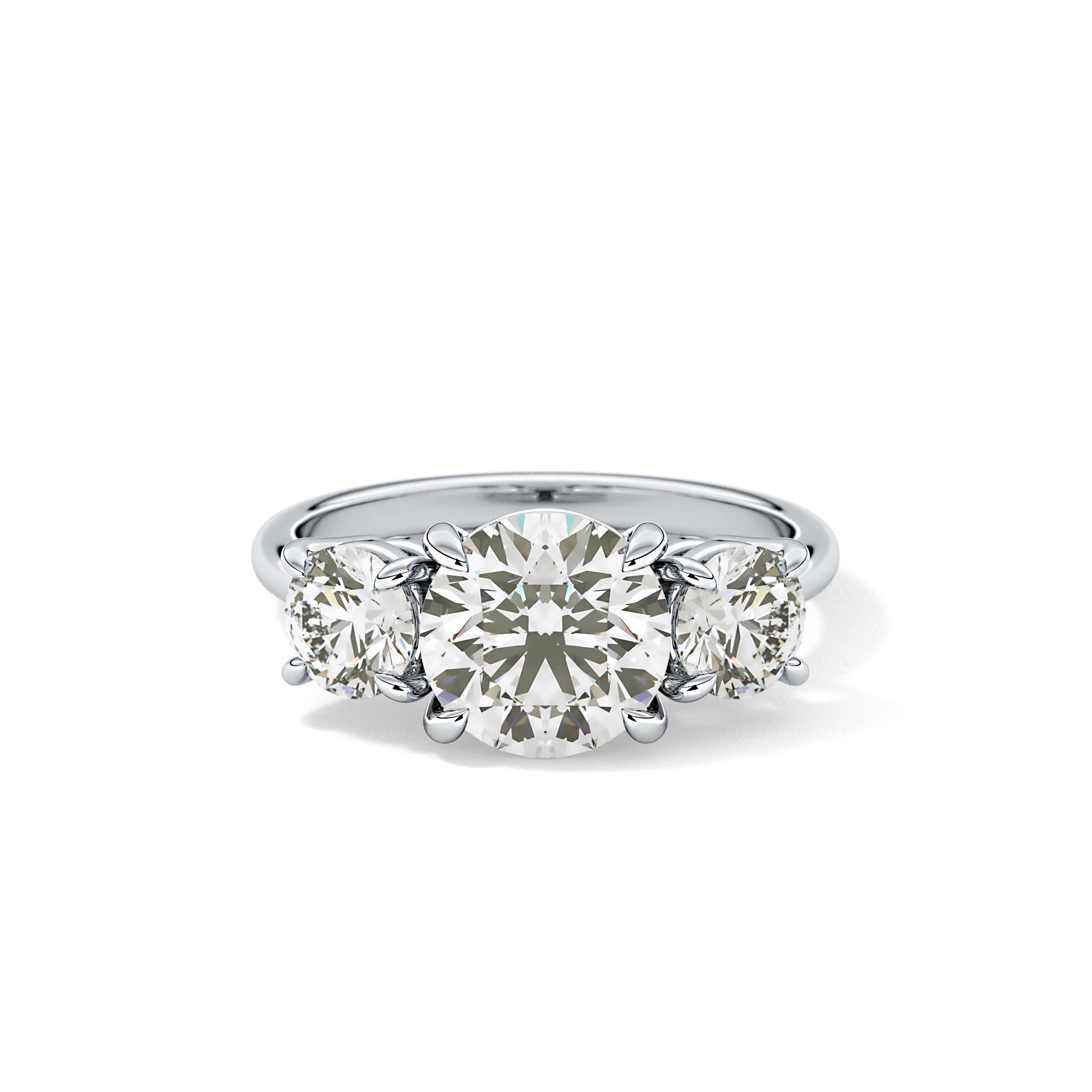 Round Three Stone Lab Grown Diamond Engagement Ring
