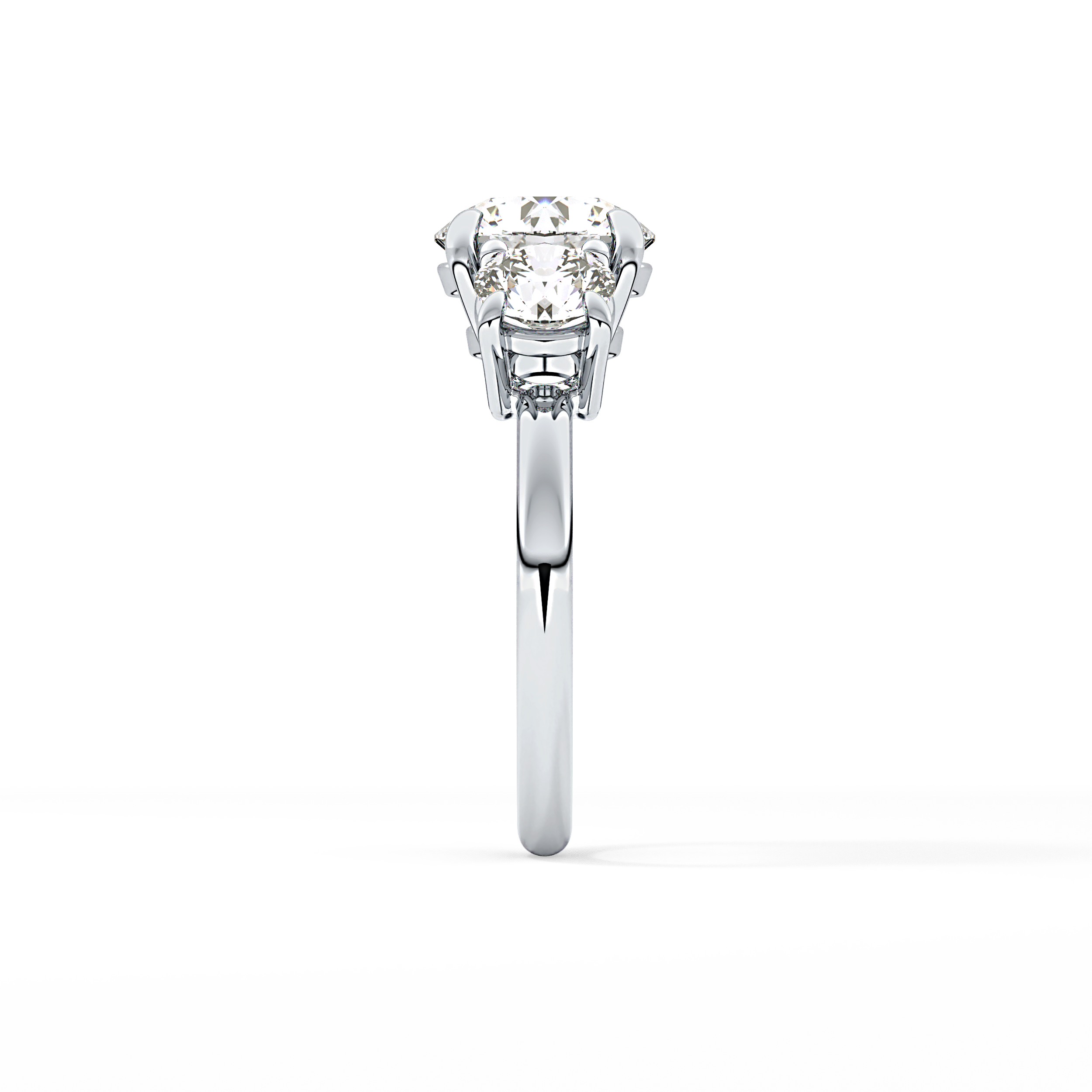 Round Three Stone Lab Grown Diamond Engagement Ring