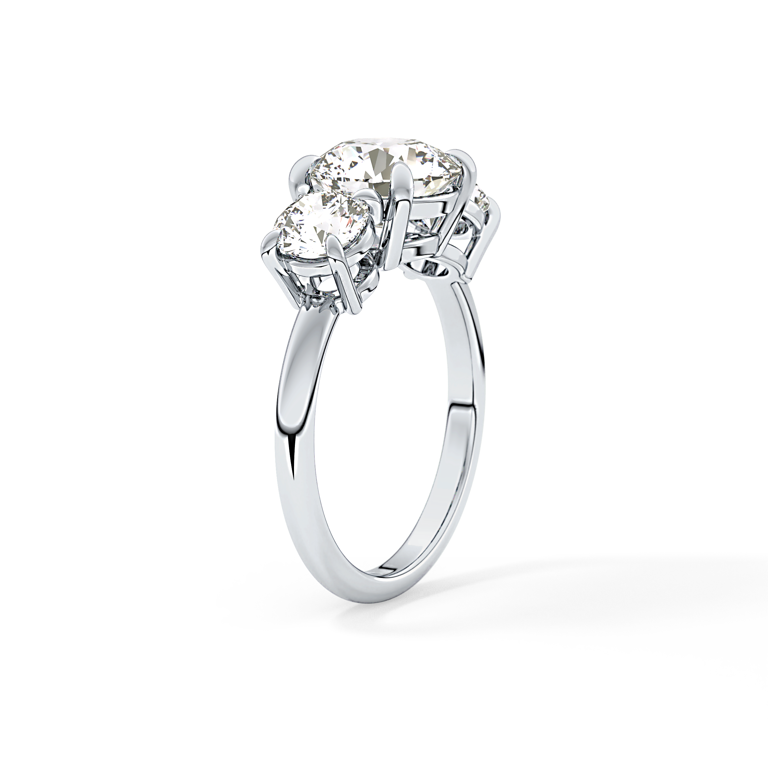 Round Three Stone Lab Grown Diamond Engagement Ring