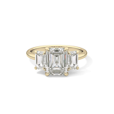 Emerald Three Stone Lab Grown Diamond Engagement Ring