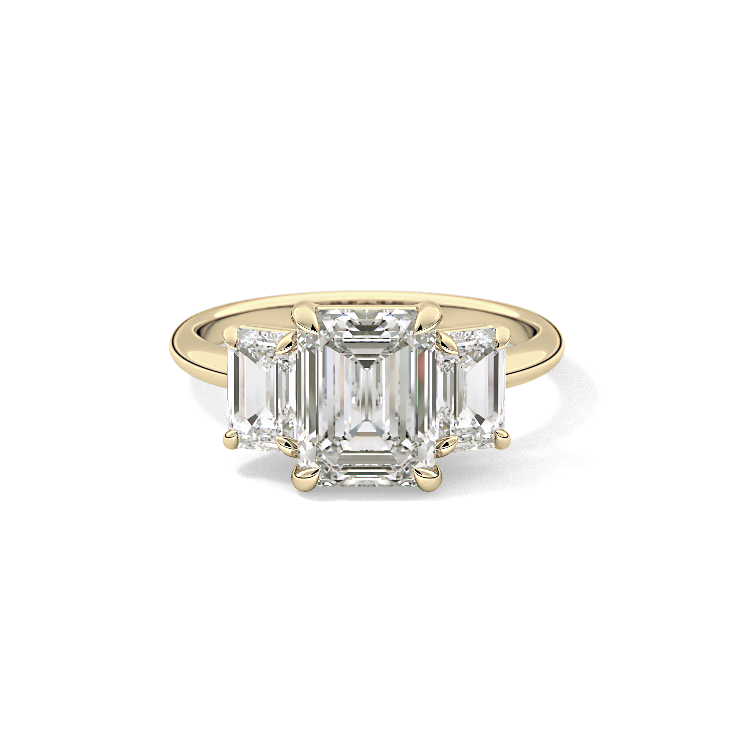 Emerald Three Stone Lab Grown Diamond Engagement Ring