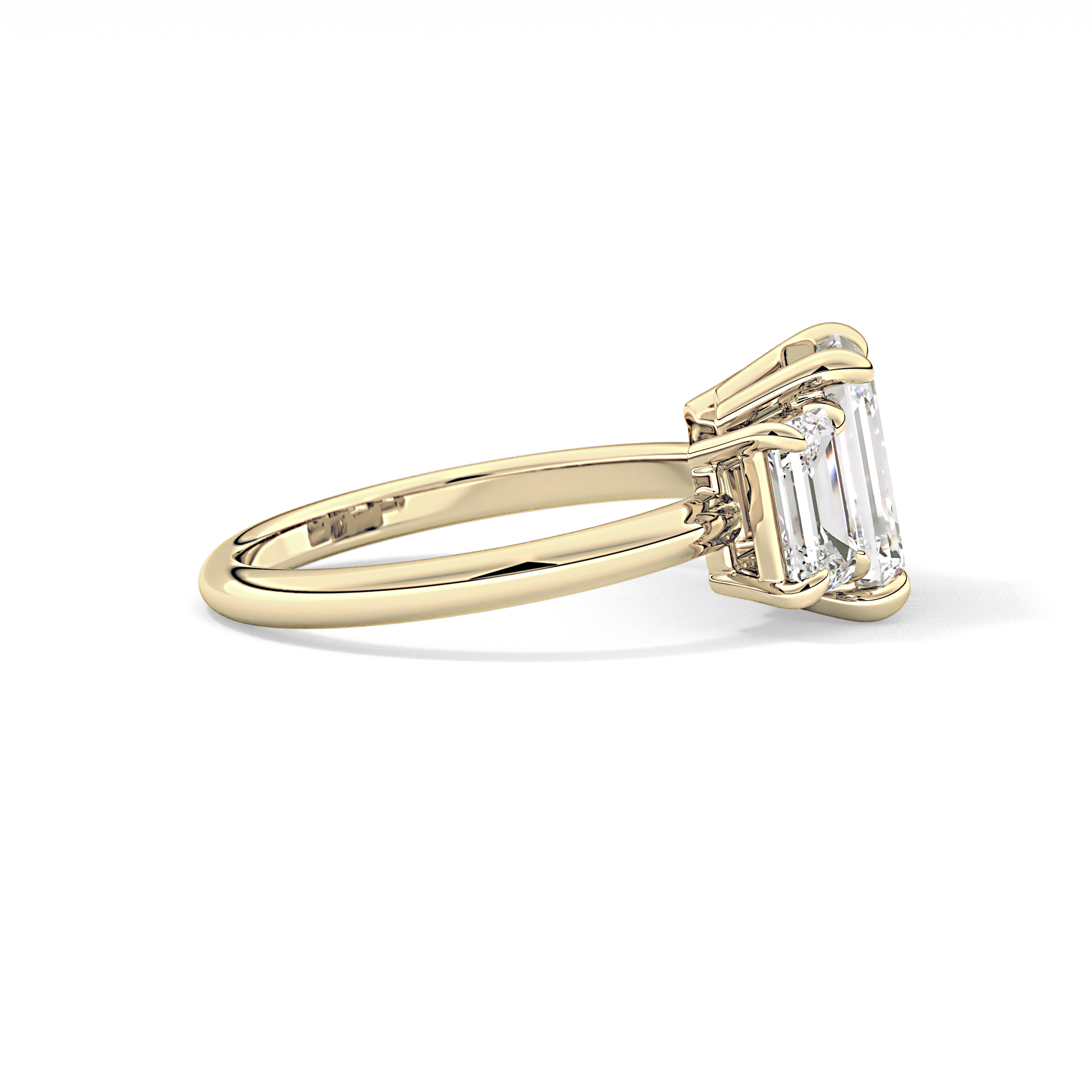 Emerald Three Stone Lab Grown Diamond Engagement Ring