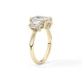 Emerald Three Stone Lab Grown Diamond Engagement Ring