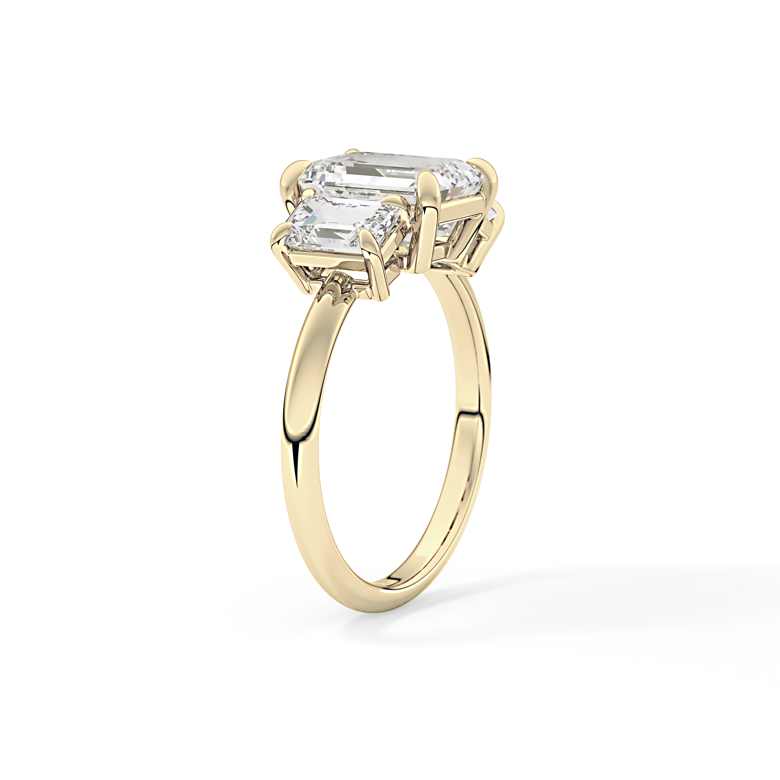 Emerald Three Stone Lab Grown Diamond Engagement Ring