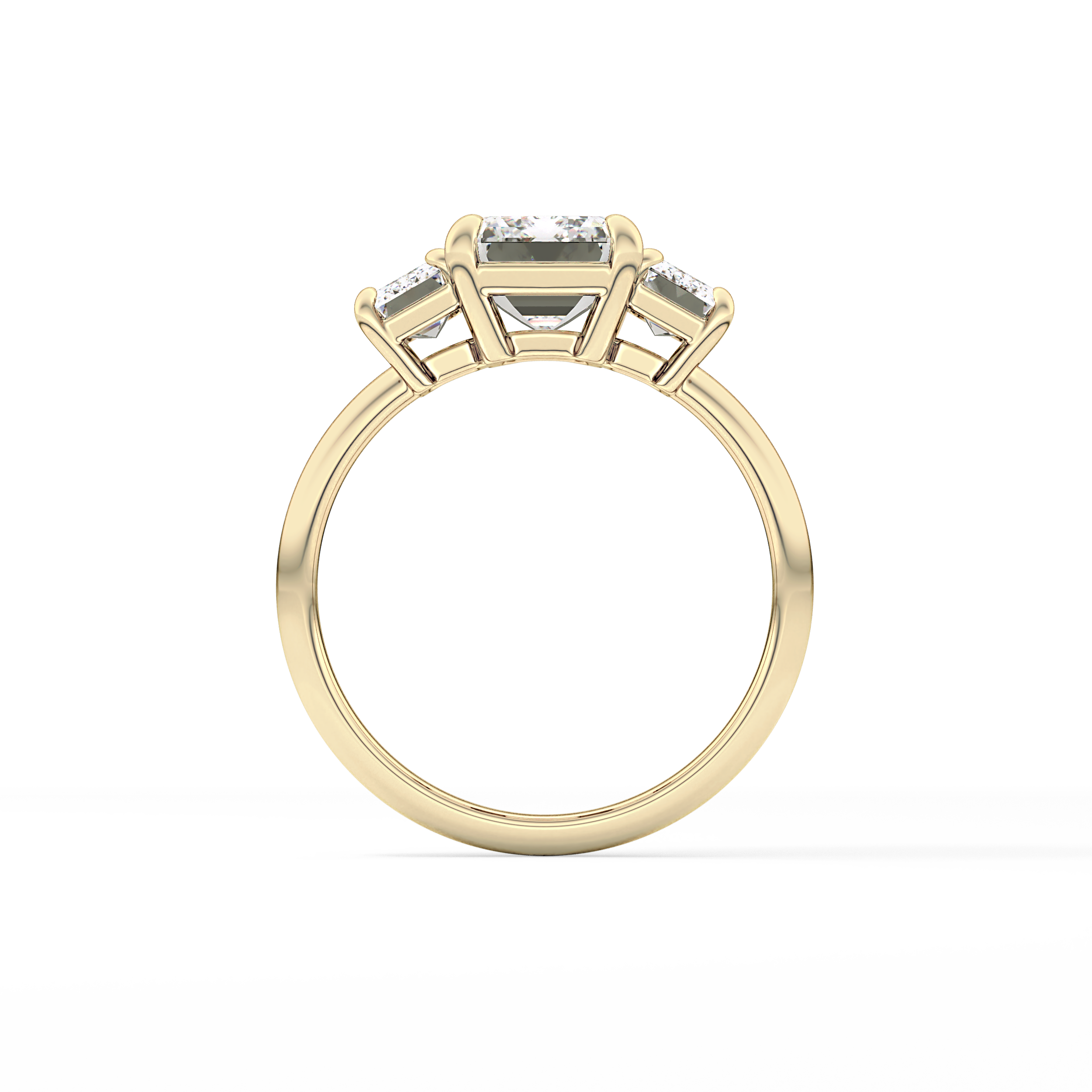 Emerald Three Stone Lab Grown Diamond Engagement Ring