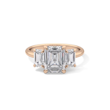 Emerald Three Stone Lab Grown Diamond Engagement Ring