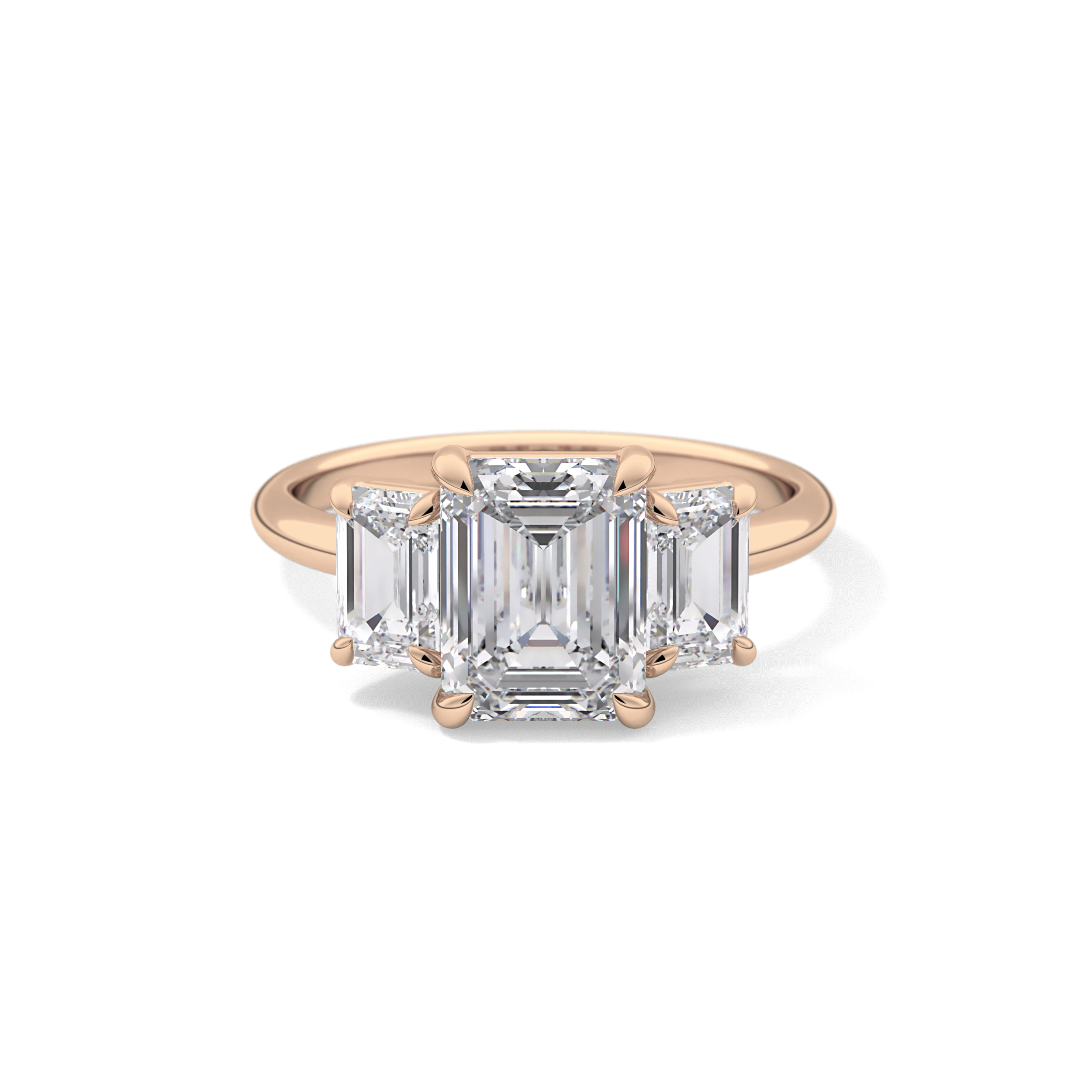 Emerald Three Stone Lab Grown Diamond Engagement Ring