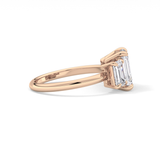 Emerald Three Stone Lab Grown Diamond Engagement Ring