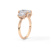 Emerald Three Stone Lab Grown Diamond Engagement Ring
