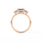 Emerald Three Stone Lab Grown Diamond Engagement Ring