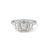 Emerald Three Stone Lab Grown Diamond Engagement Ring