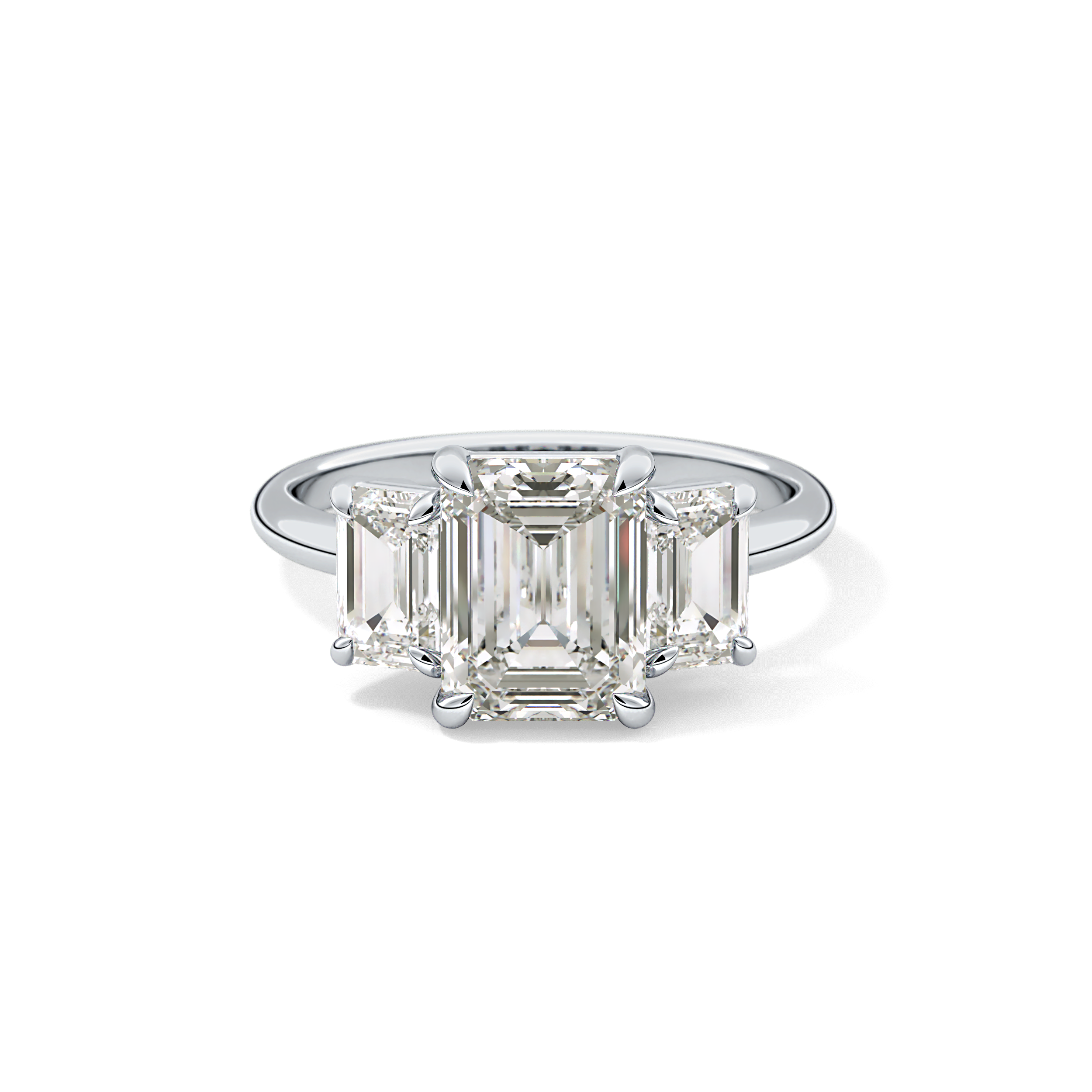 Emerald Three Stone Lab Grown Diamond Engagement Ring