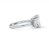 Emerald Three Stone Lab Grown Diamond Engagement Ring