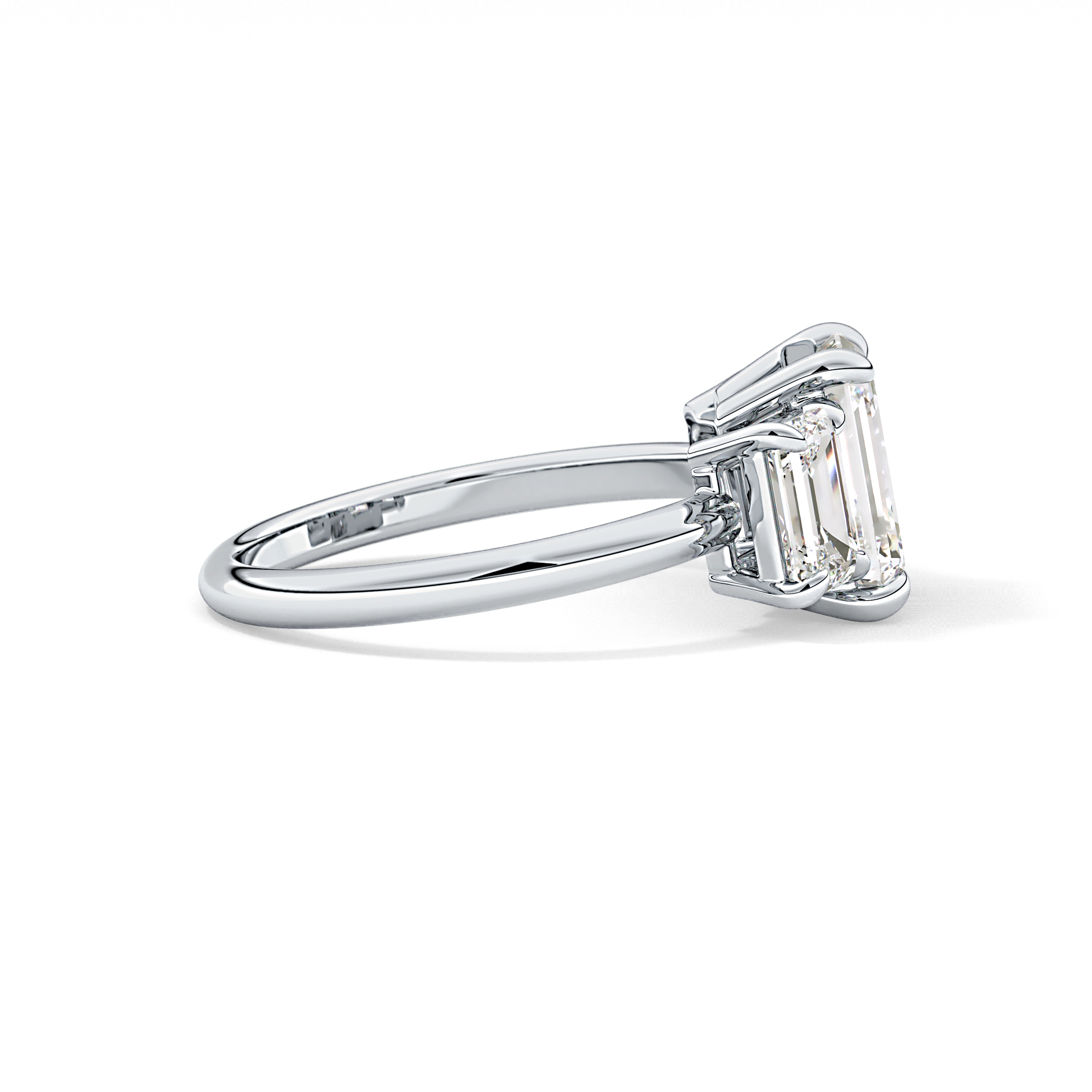 Emerald Three Stone Lab Grown Diamond Engagement Ring