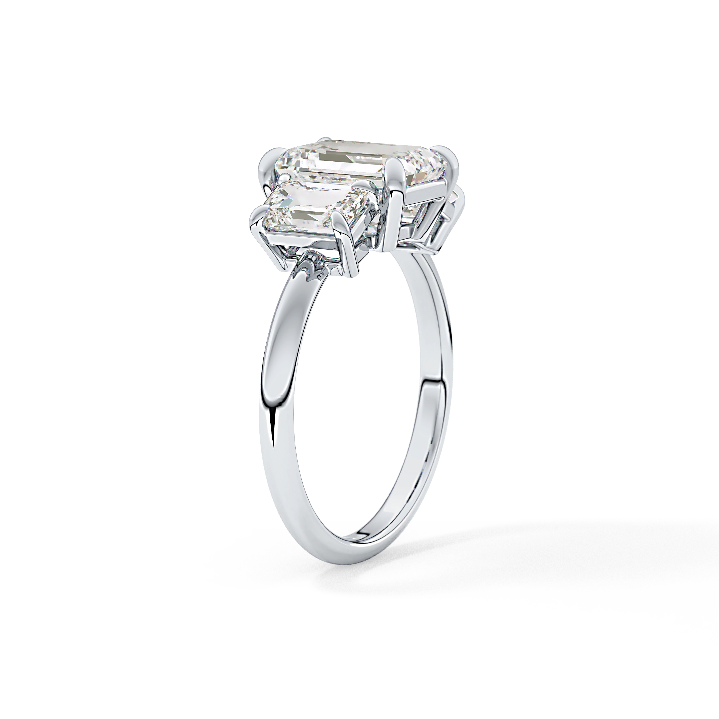 Emerald Three Stone Lab Grown Diamond Engagement Ring