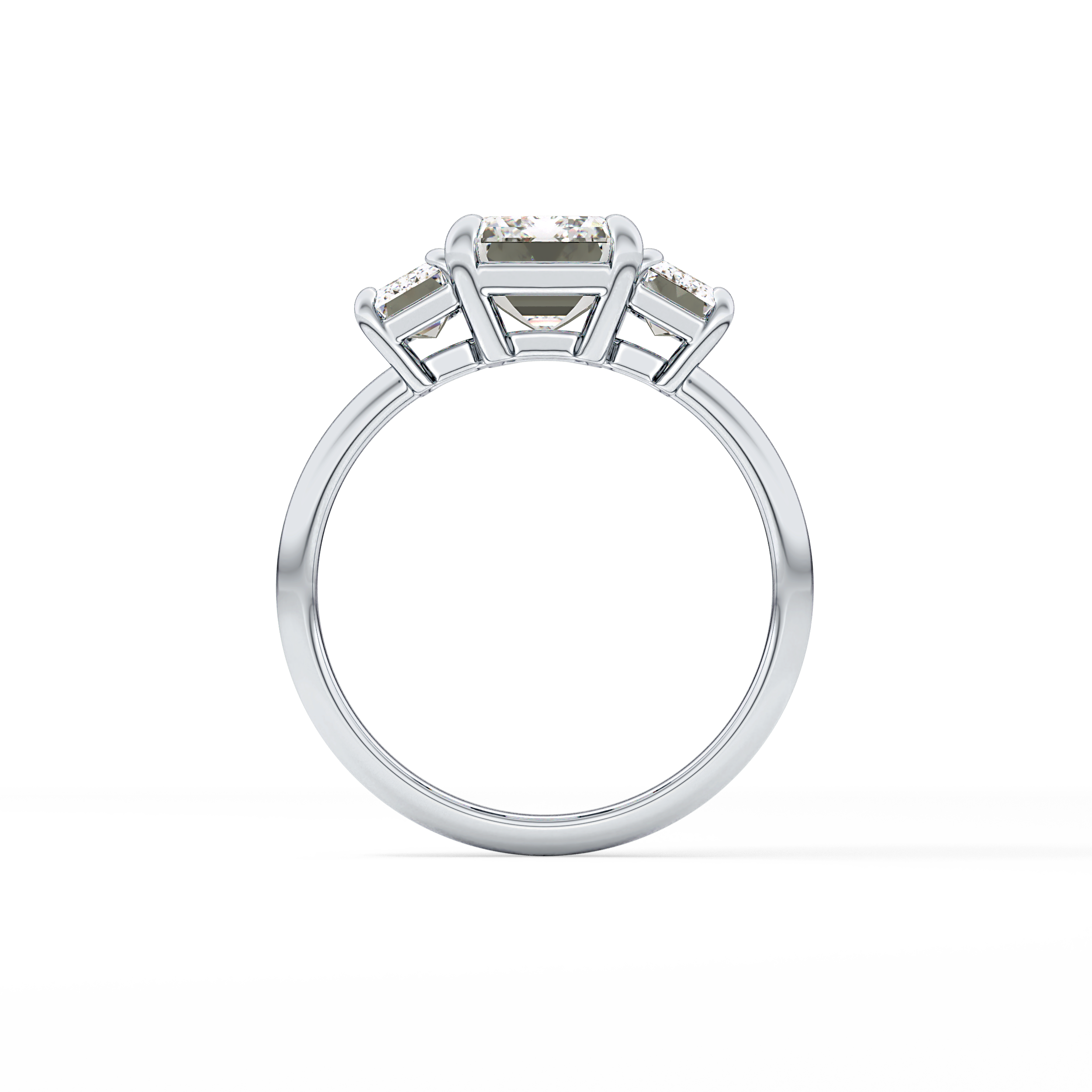 Emerald Three Stone Lab Grown Diamond Engagement Ring