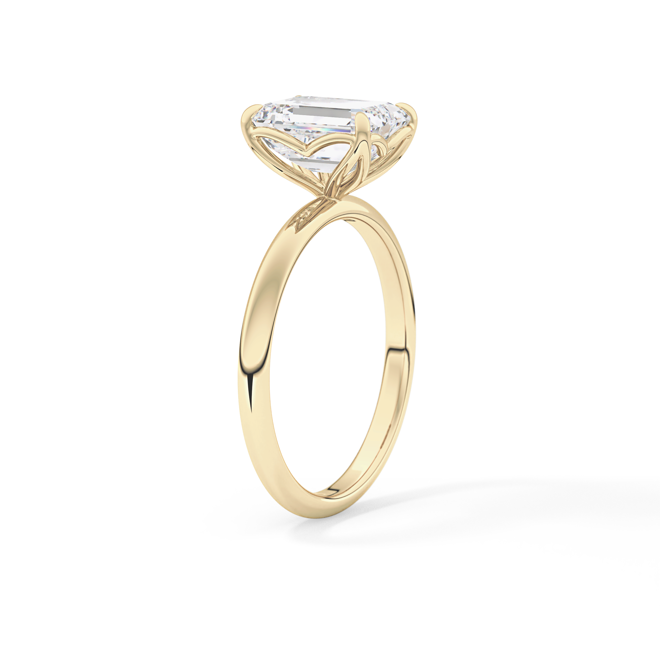 Emerald Solitaire Lab Grown Diamond Engagement Ring